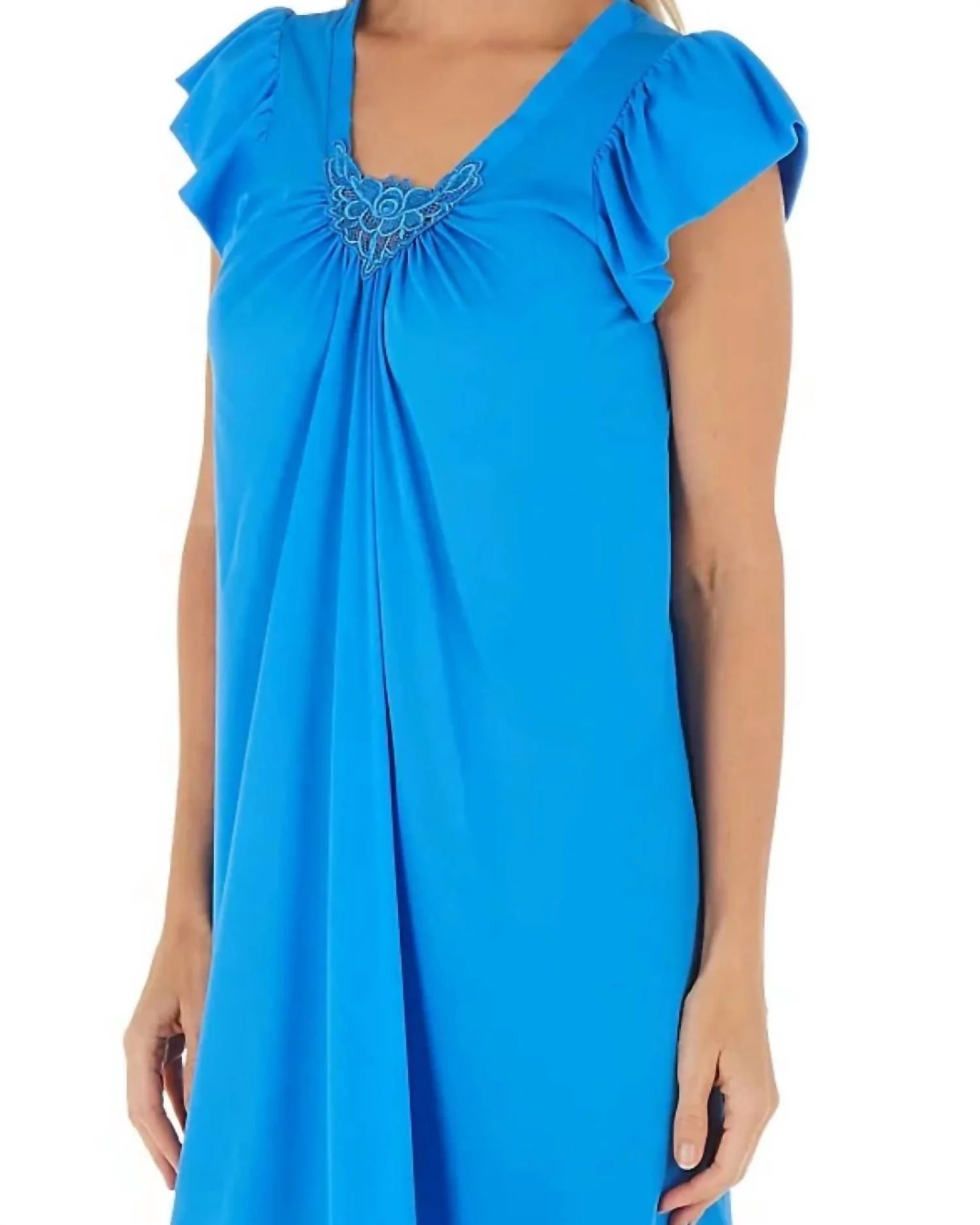 Short Cap Sleeve Nightgown In Sapphire