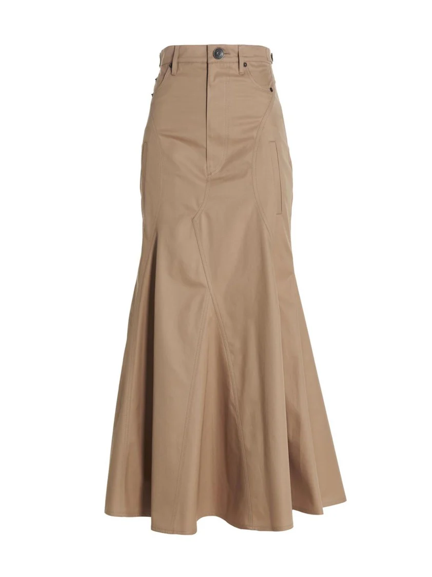 Button-Closure Maxi Skirt With Flattering Silhouette
