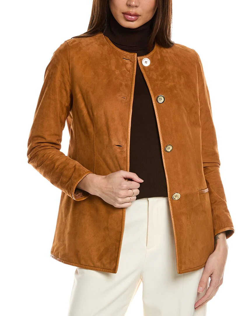 Lafayette 148 New York Suede Collarless Jacket