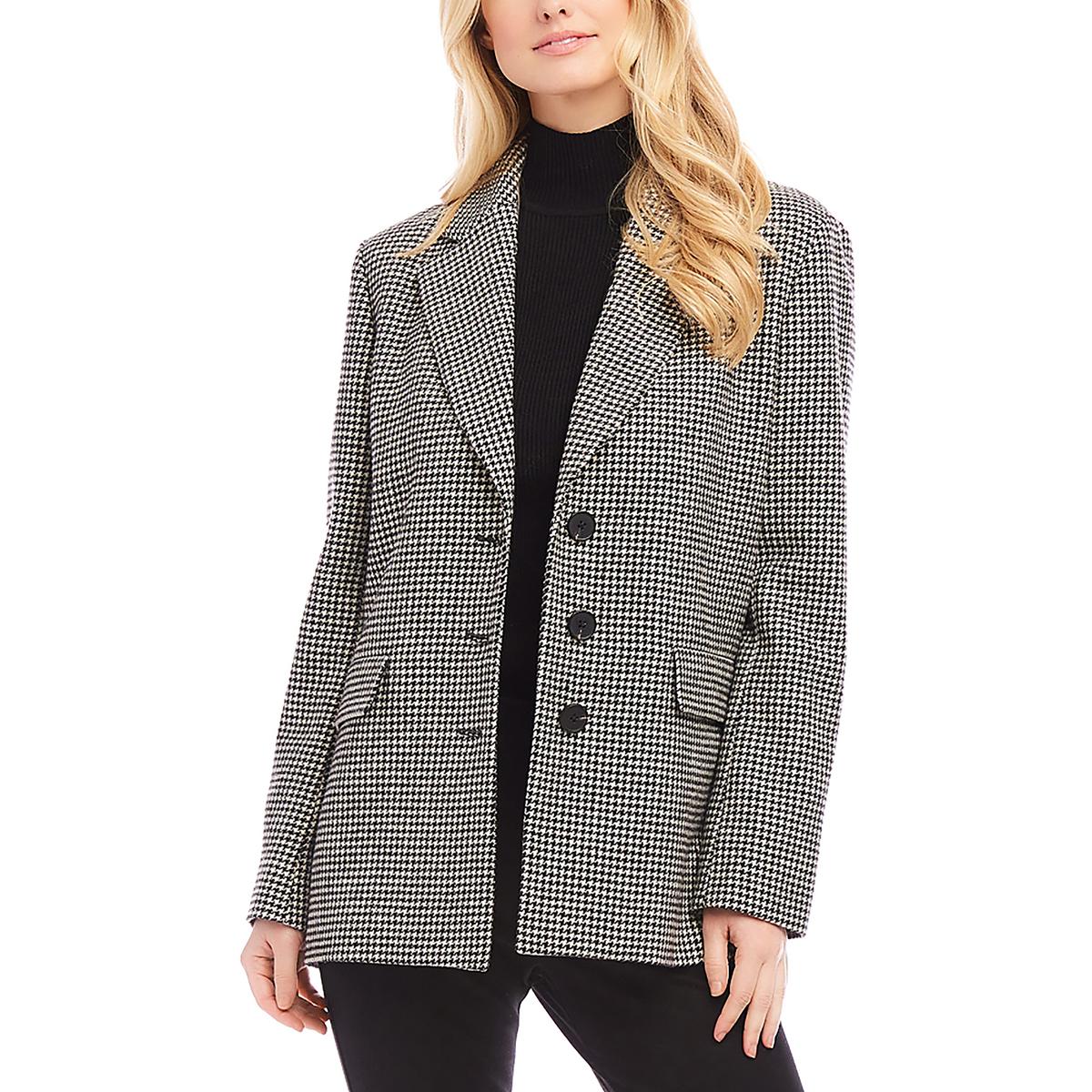 Womens Houndstooth Polyester Suit Jacket