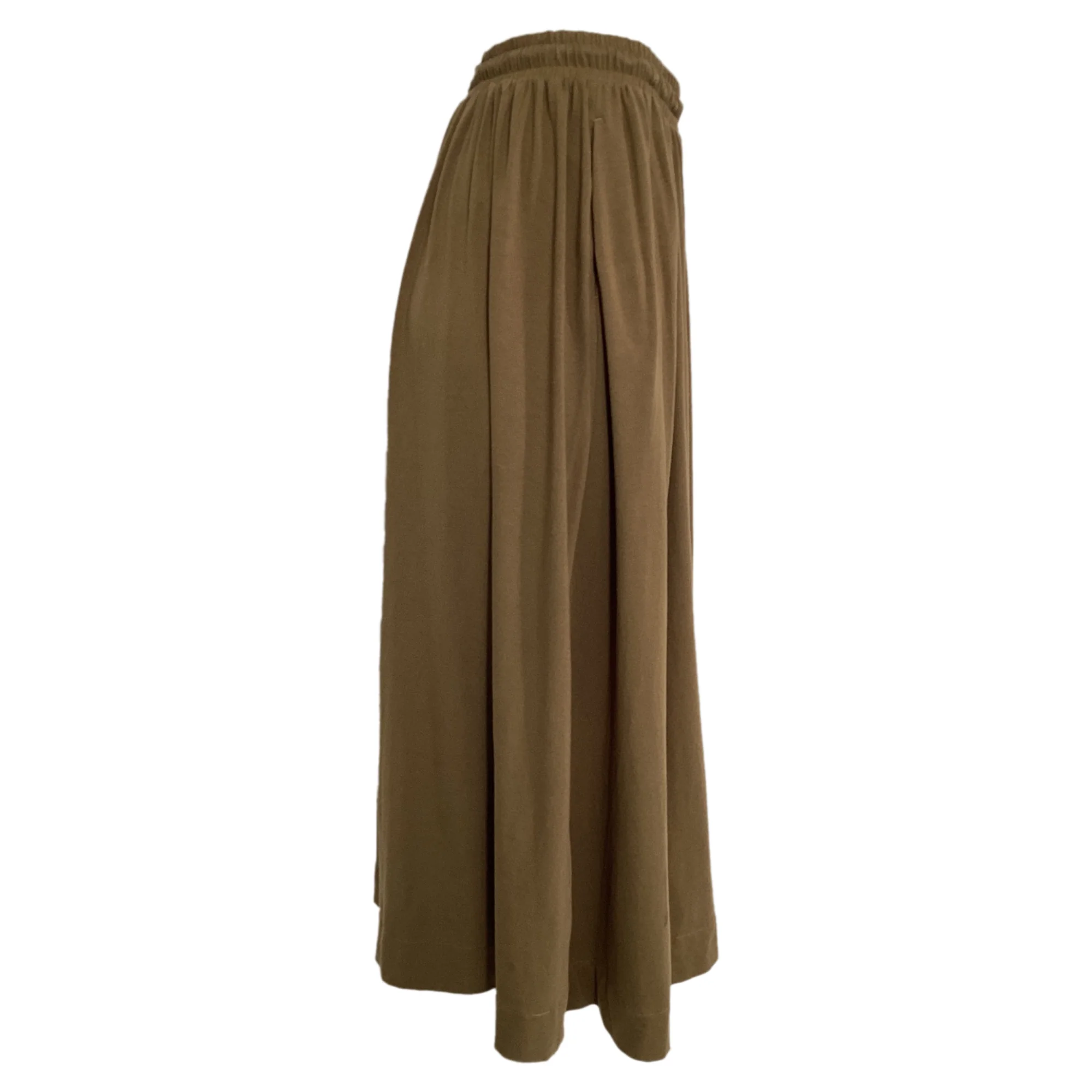 Max Mara Leisure Drawstring Midi Skirt in Brown Cotton