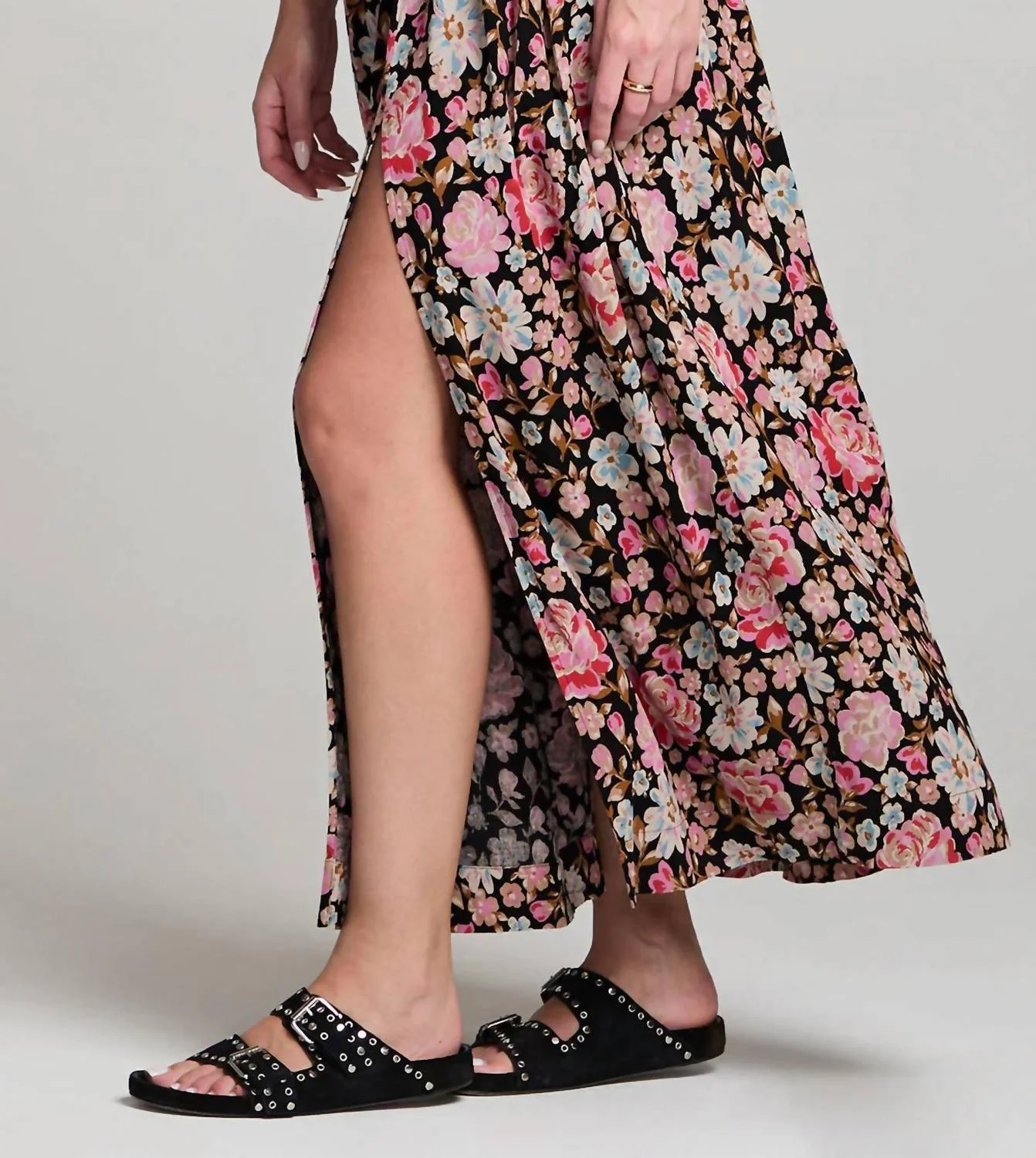 Delvine Maxi Skirt In Midnight Floral Fusion