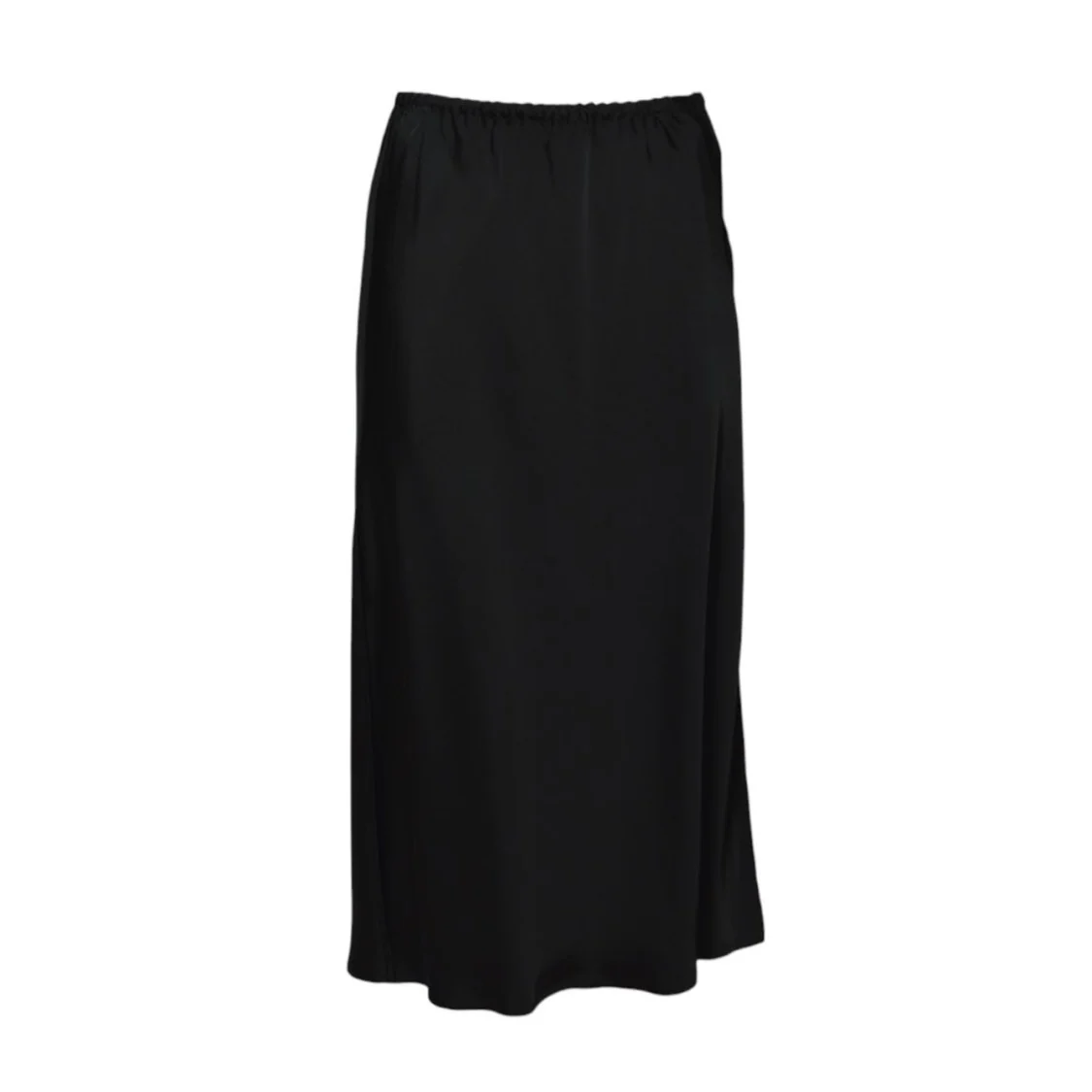 Black Viscose Satin Midi Skirt