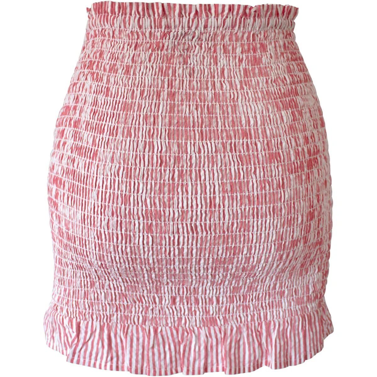 Womens Seersucker Smocked Mini Skirt