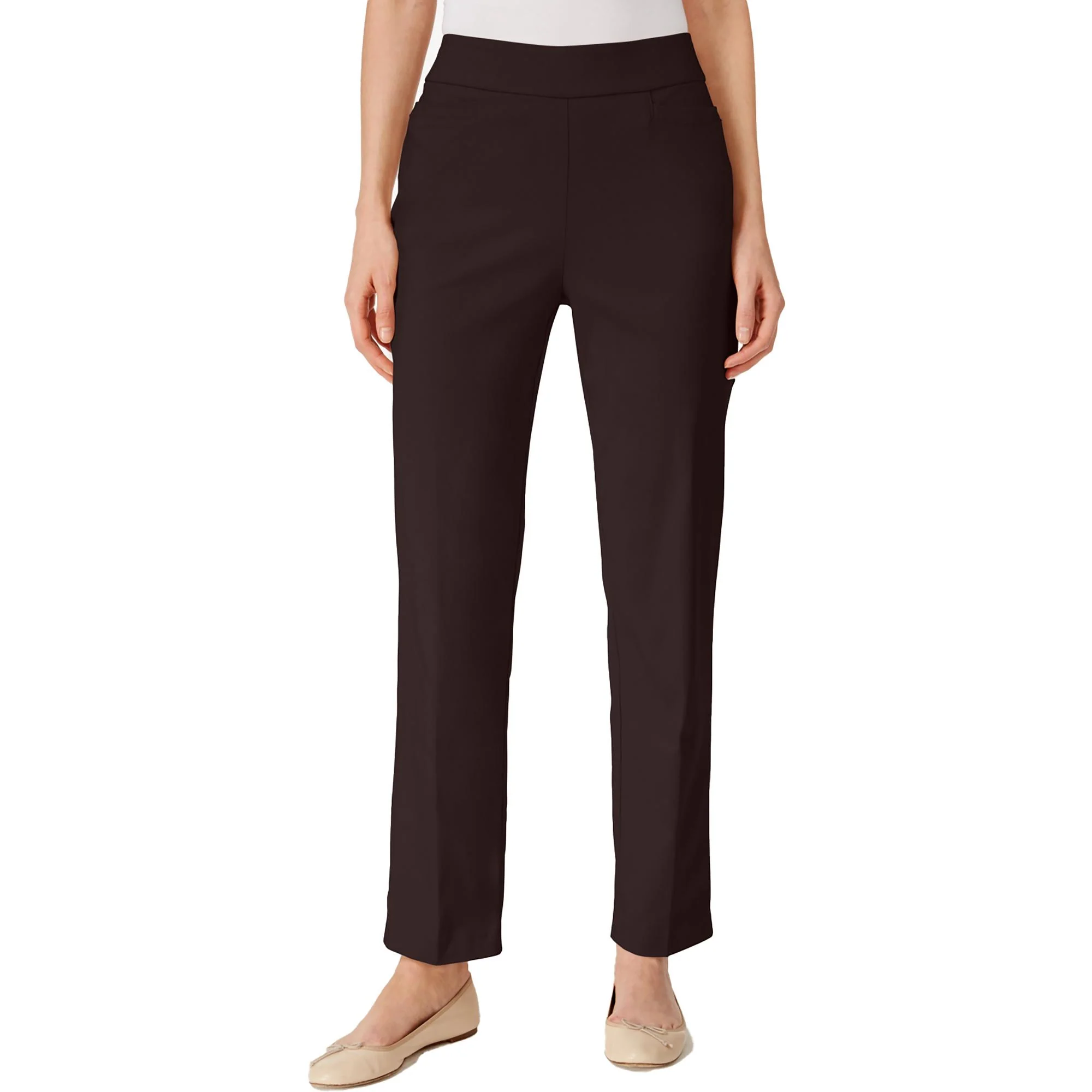 Petites Womens Modern Fit Slimming Straight Leg Pants