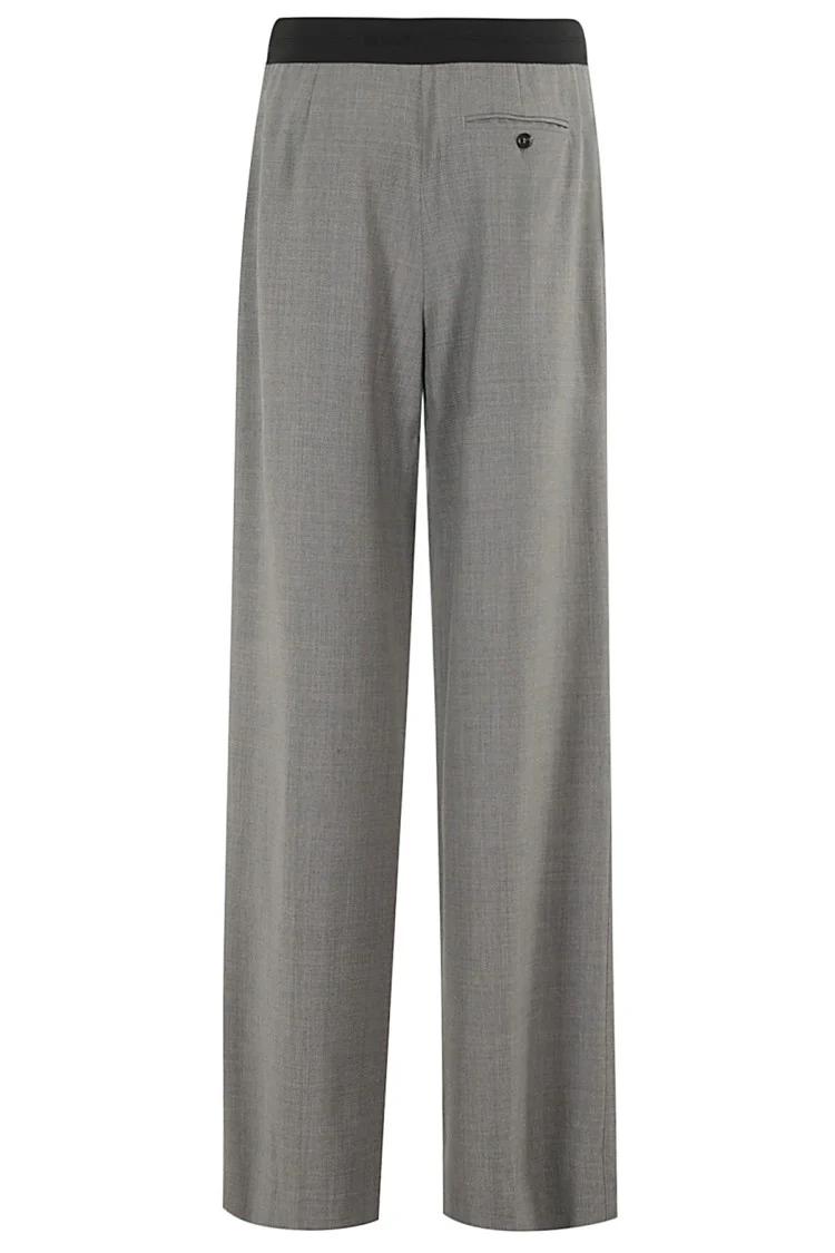 Grey Melange Stretch Wool Pants