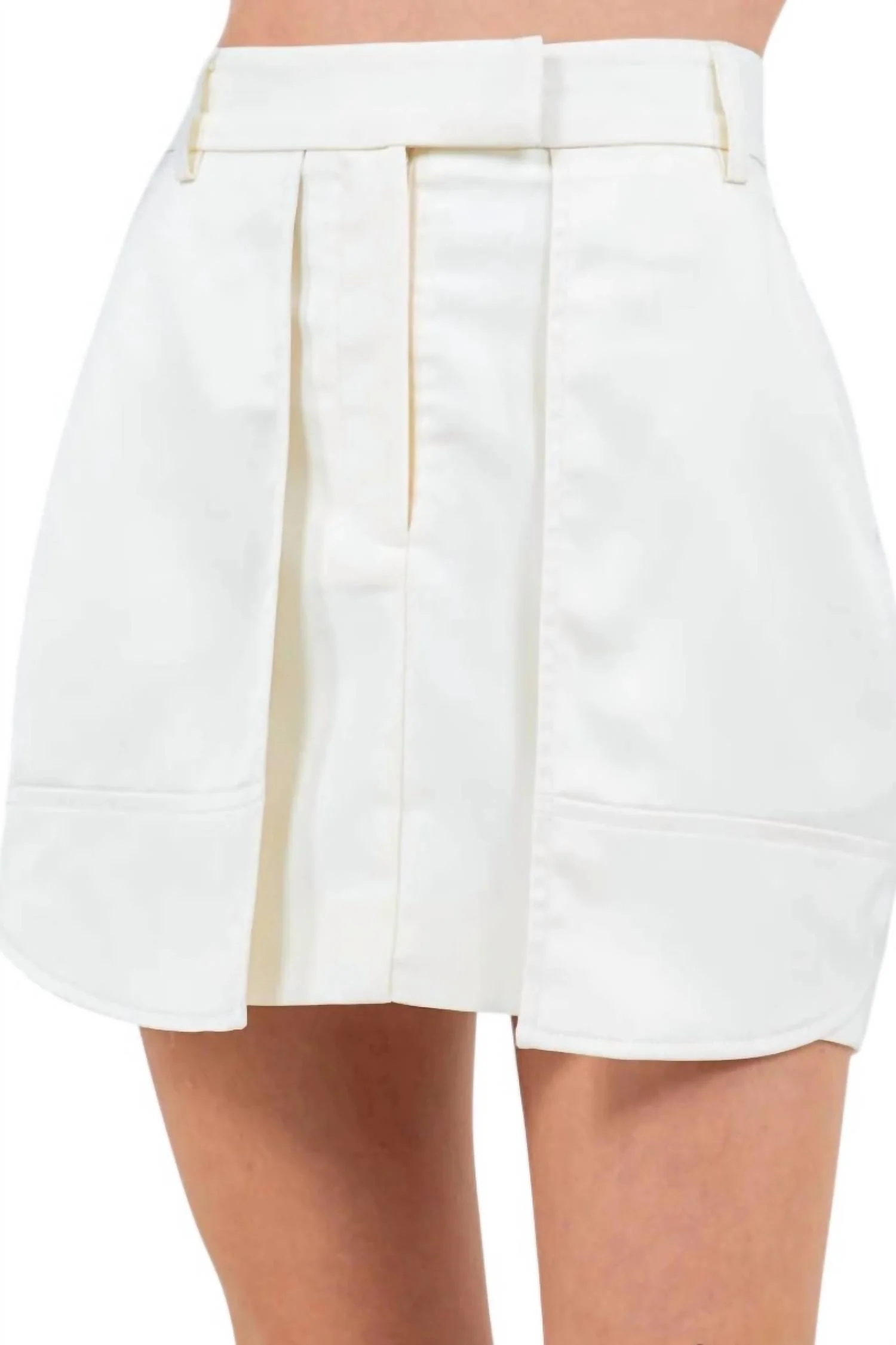 Marisol Overlay Satin Pocket Skirt In Ivory