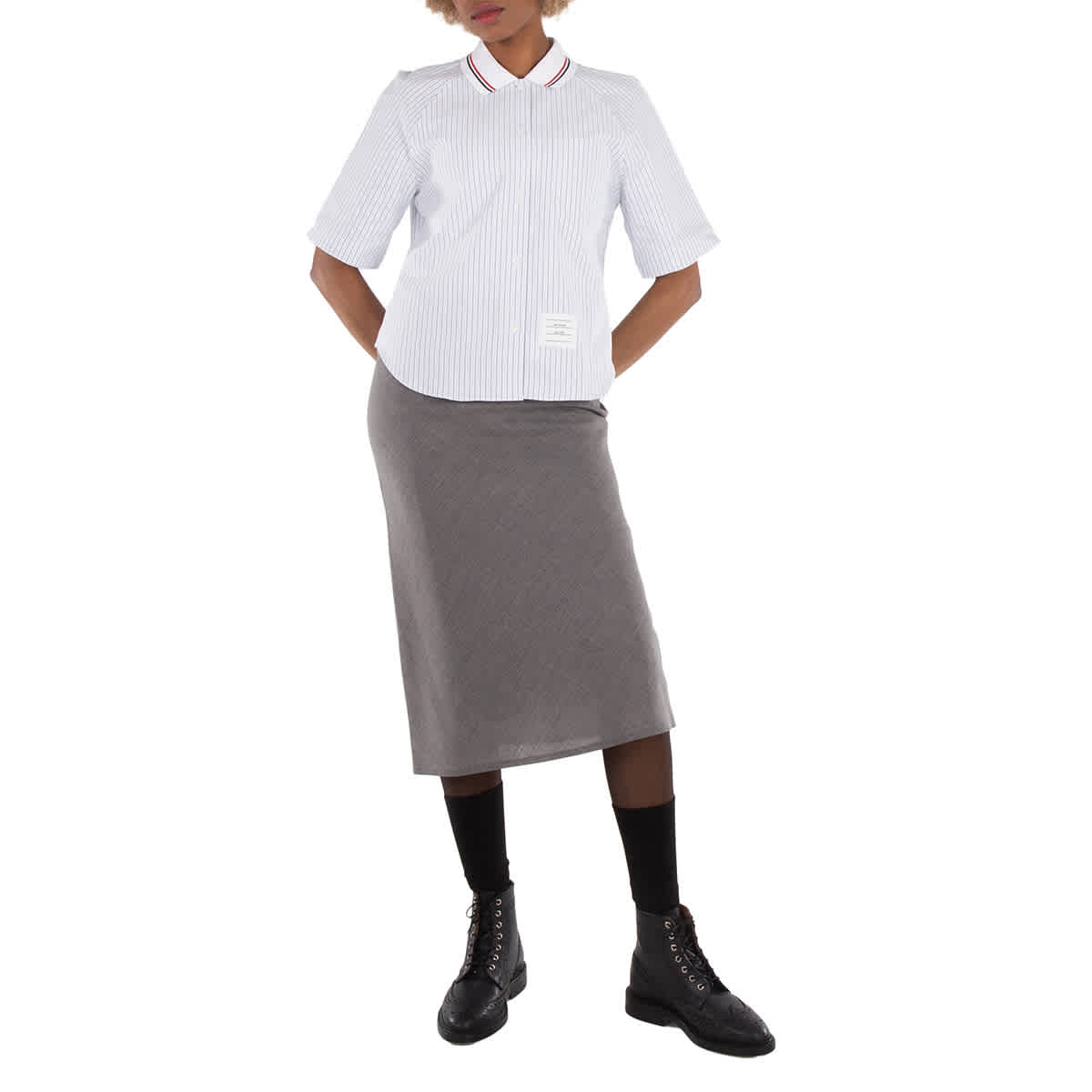 Thom Browne Fresco Maxi Low Rise Bias Skirt