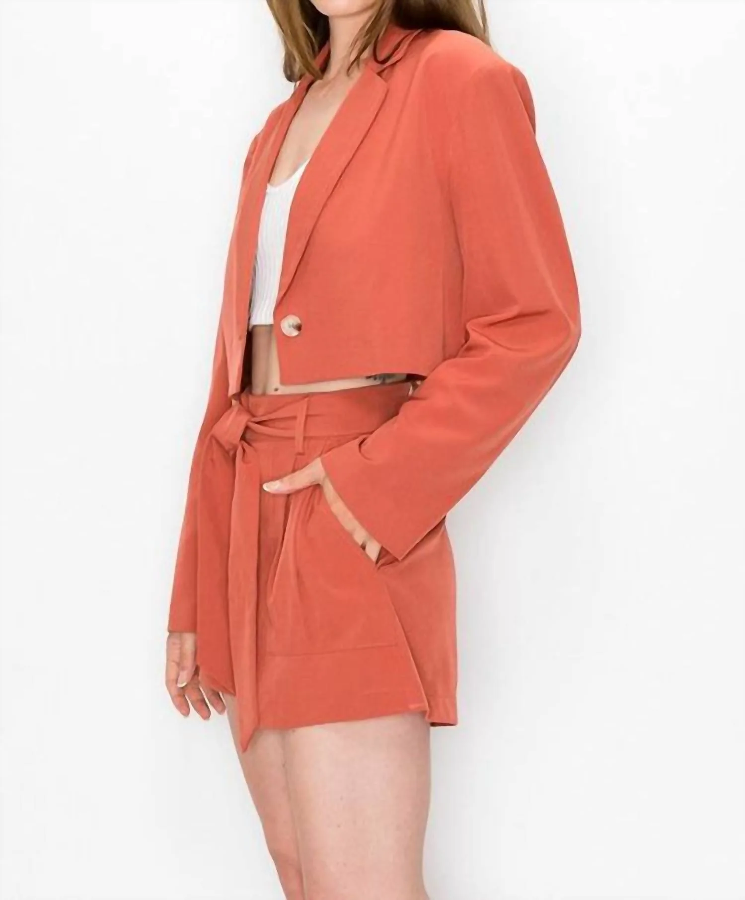 Bertrand Blazer Set In Adobe Rose