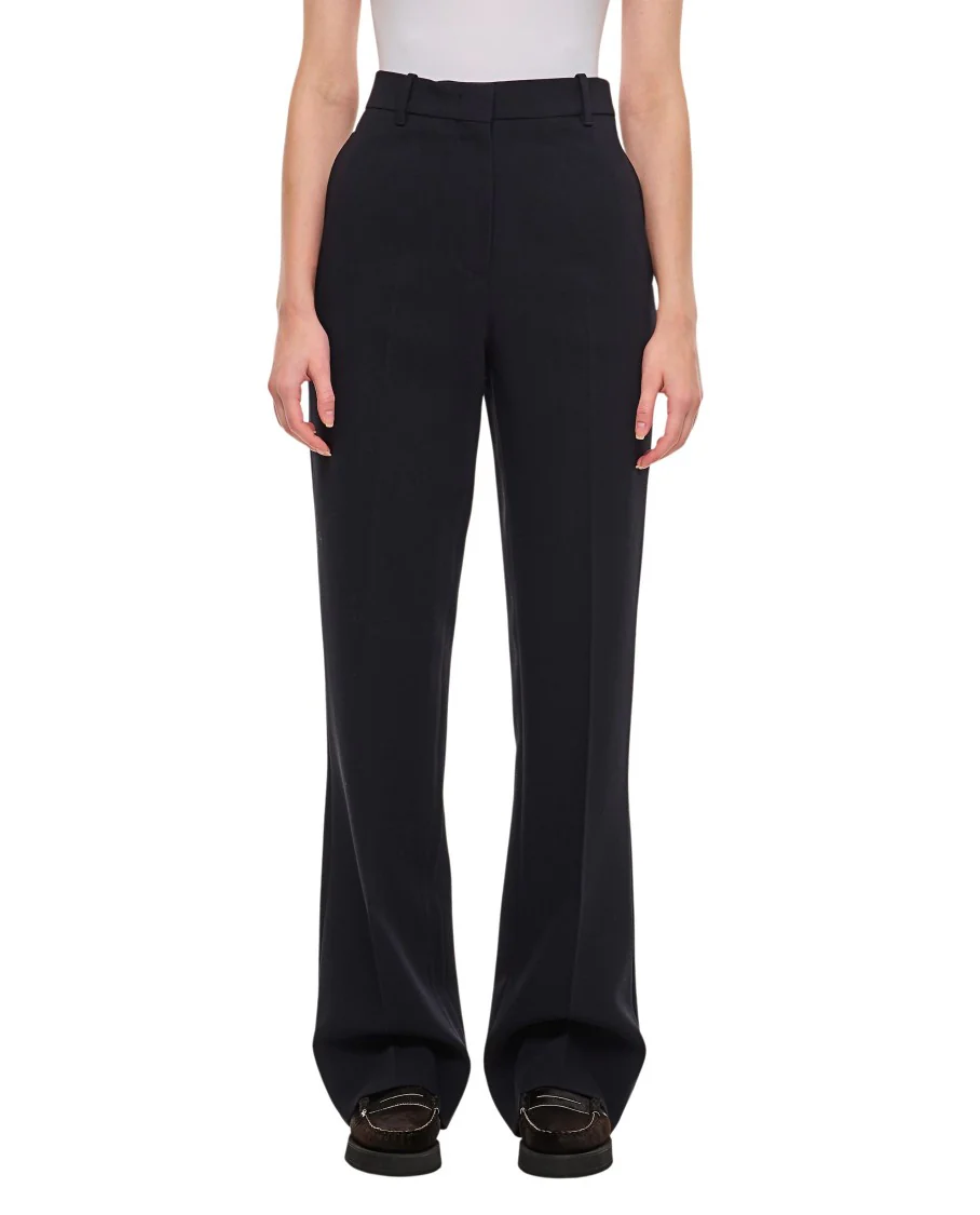 Viscose And Wool Crepe Relaxed Pants