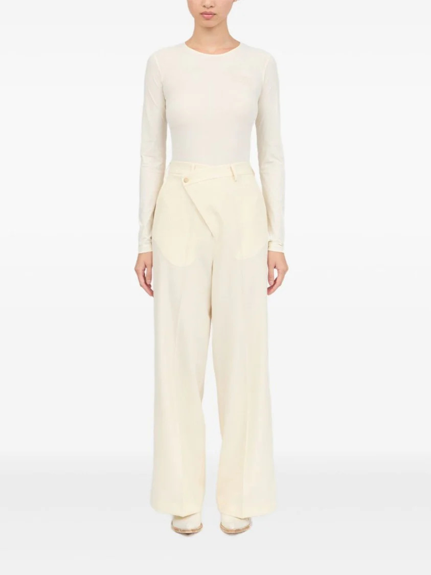 Light Beige Trousers With Off-Centre Fastening