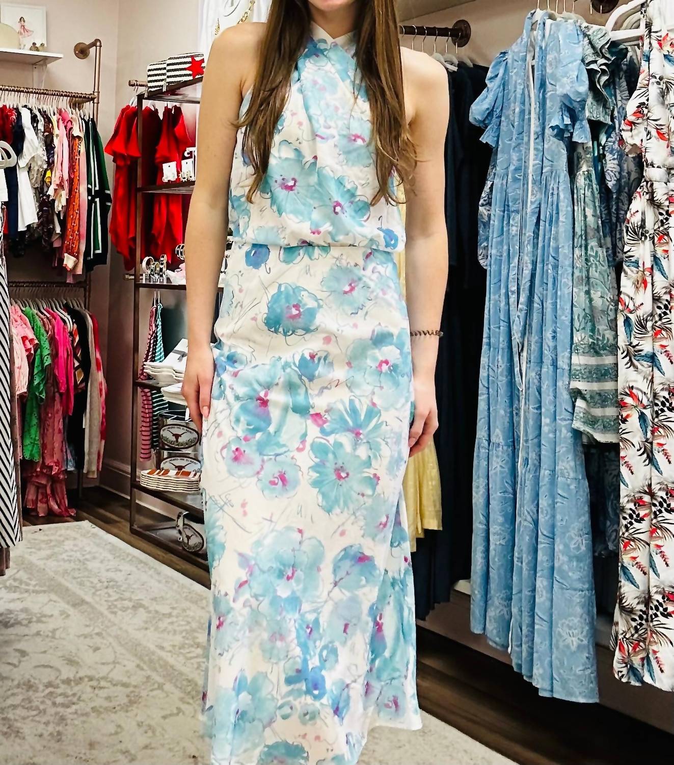 Alora Maxi Skirt In Blue Purple Floral