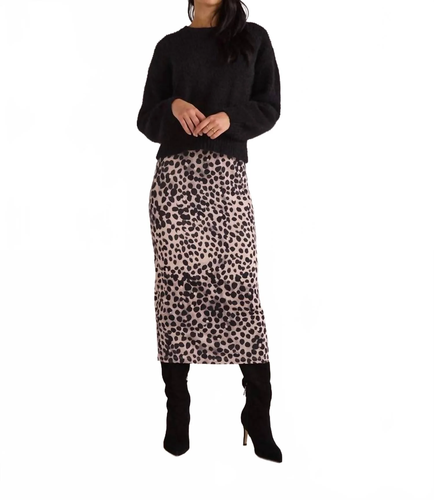 Clean Waist Straight Skirt In Winter Spots Print