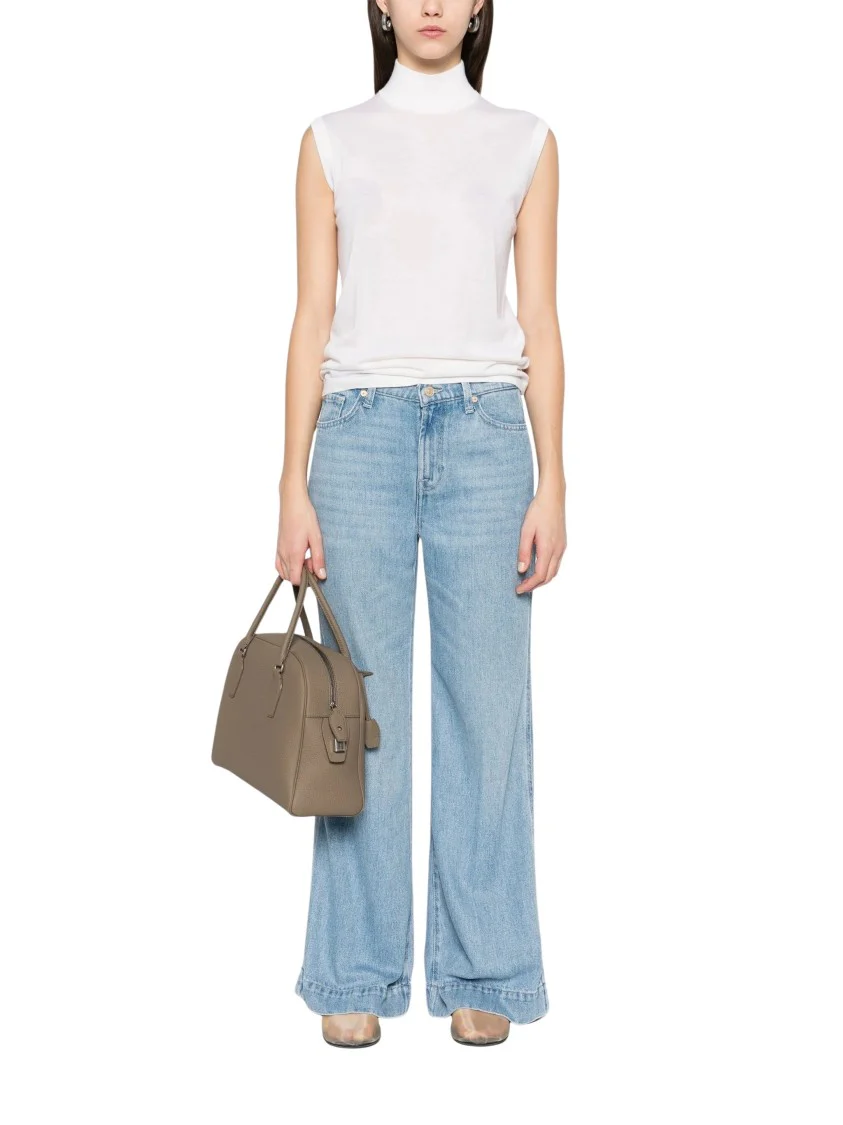 Wide-Leg High-Waisted Denim Jeans In Light Wash