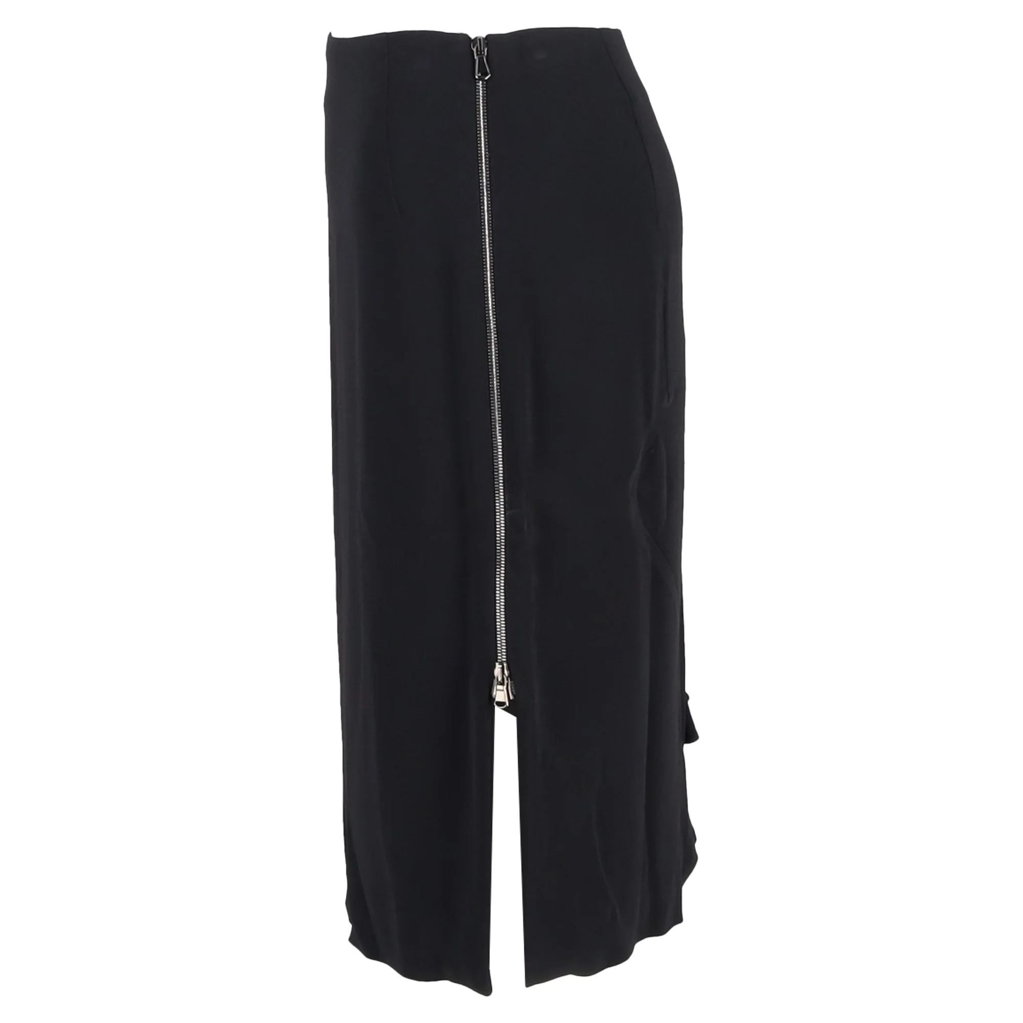 Antonio Berardi Side Zipped Midi Skirt in Black Rayon