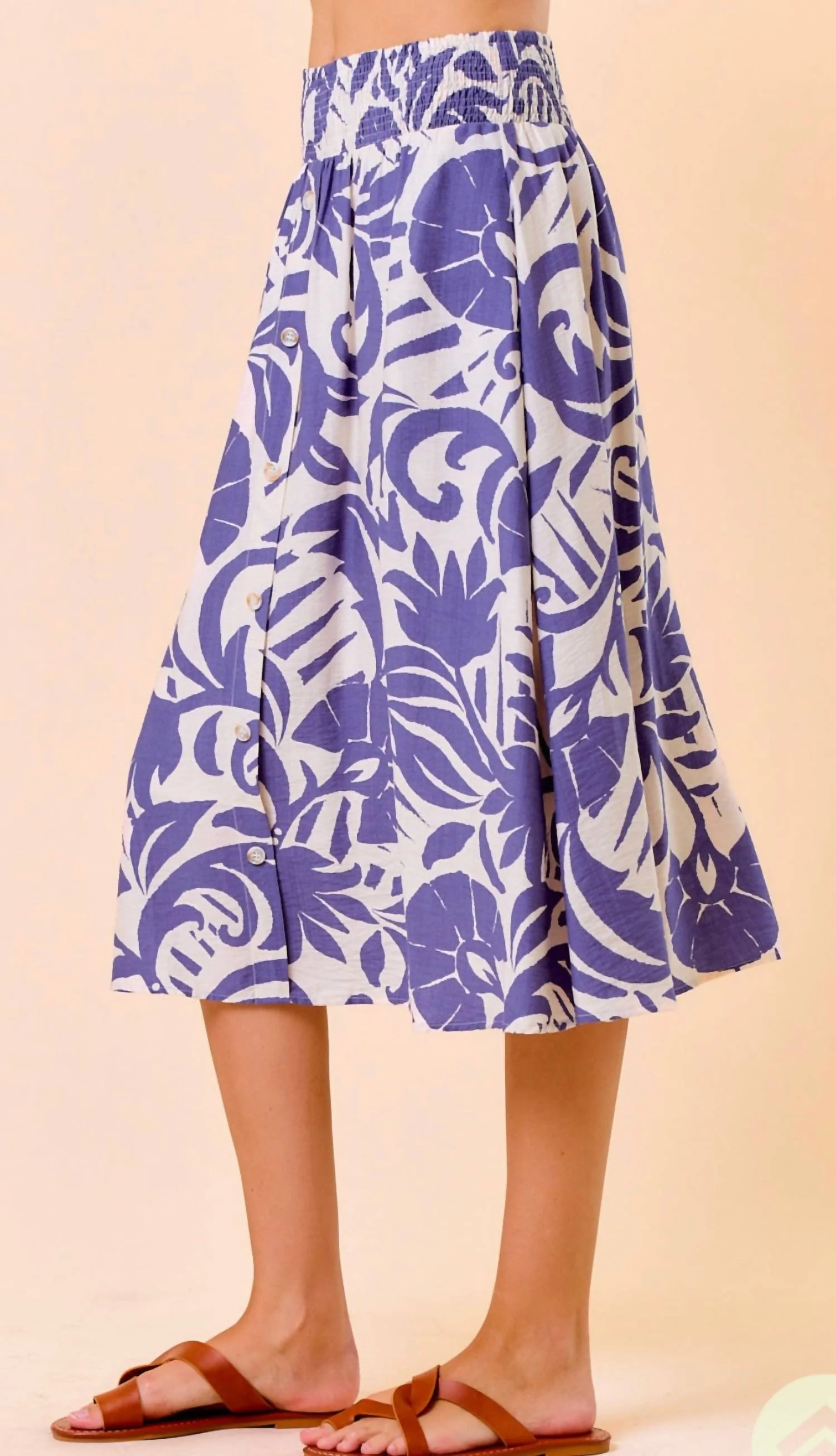 Tropical Midi Skirt In Purple