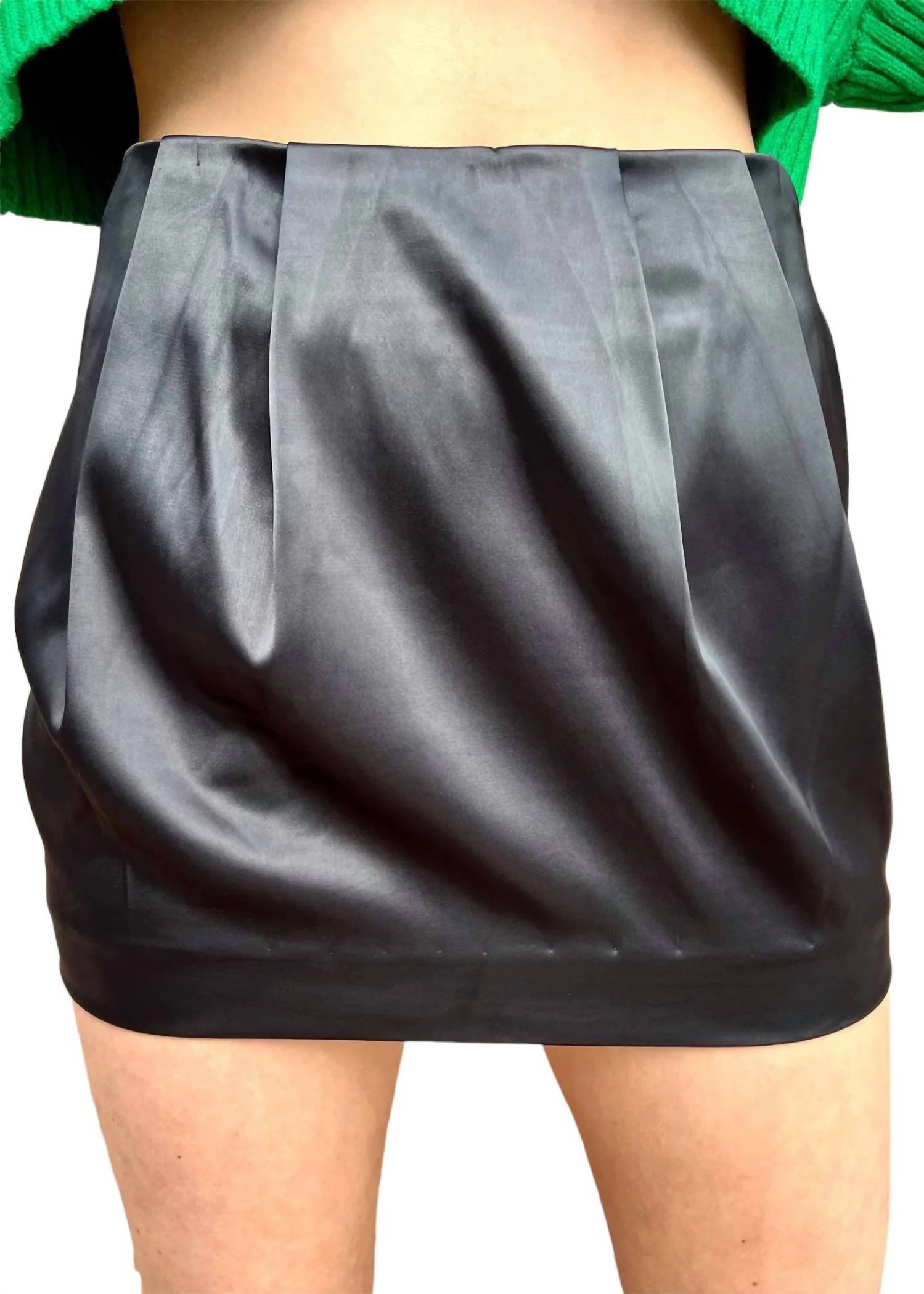 Satin Mini Skirt In Black