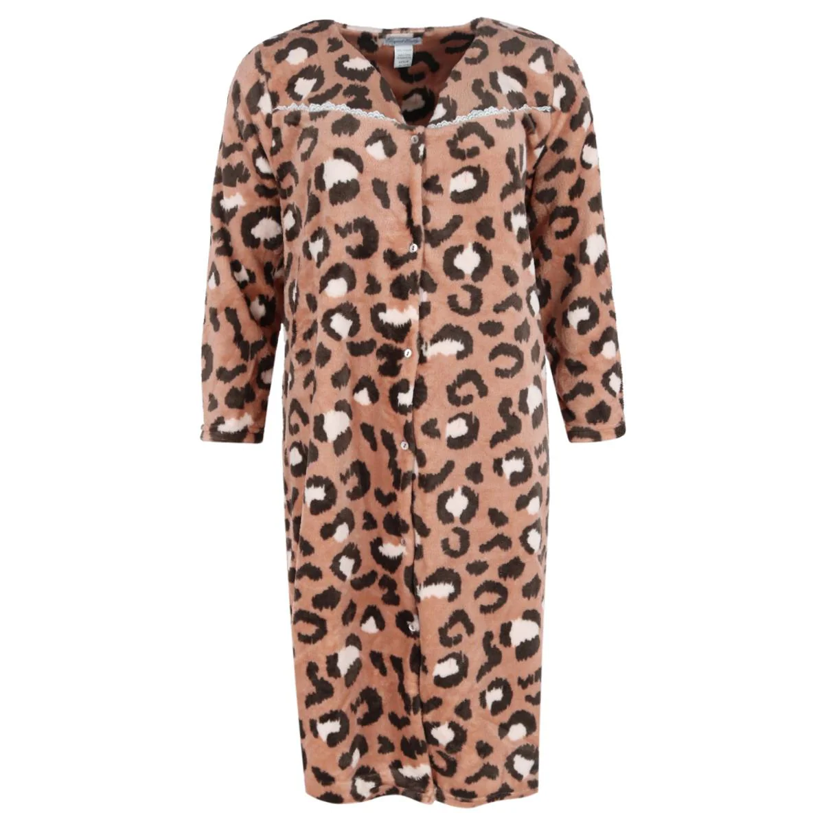 Women's Leopard Snap Front Long Sleeve Duster