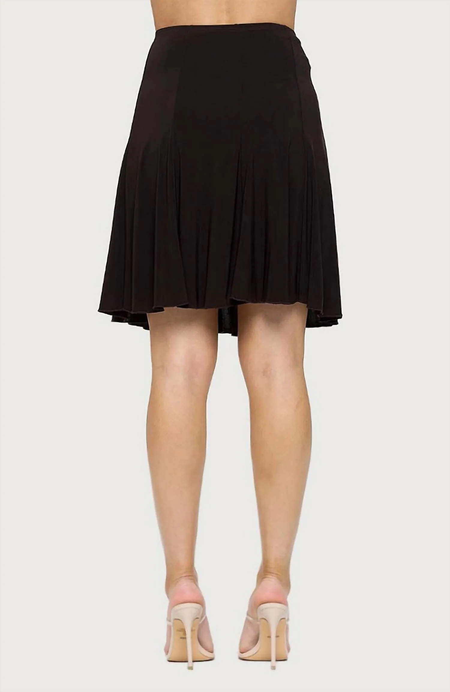 Wrinkle Resistant Paneled Knee Skirt In Black