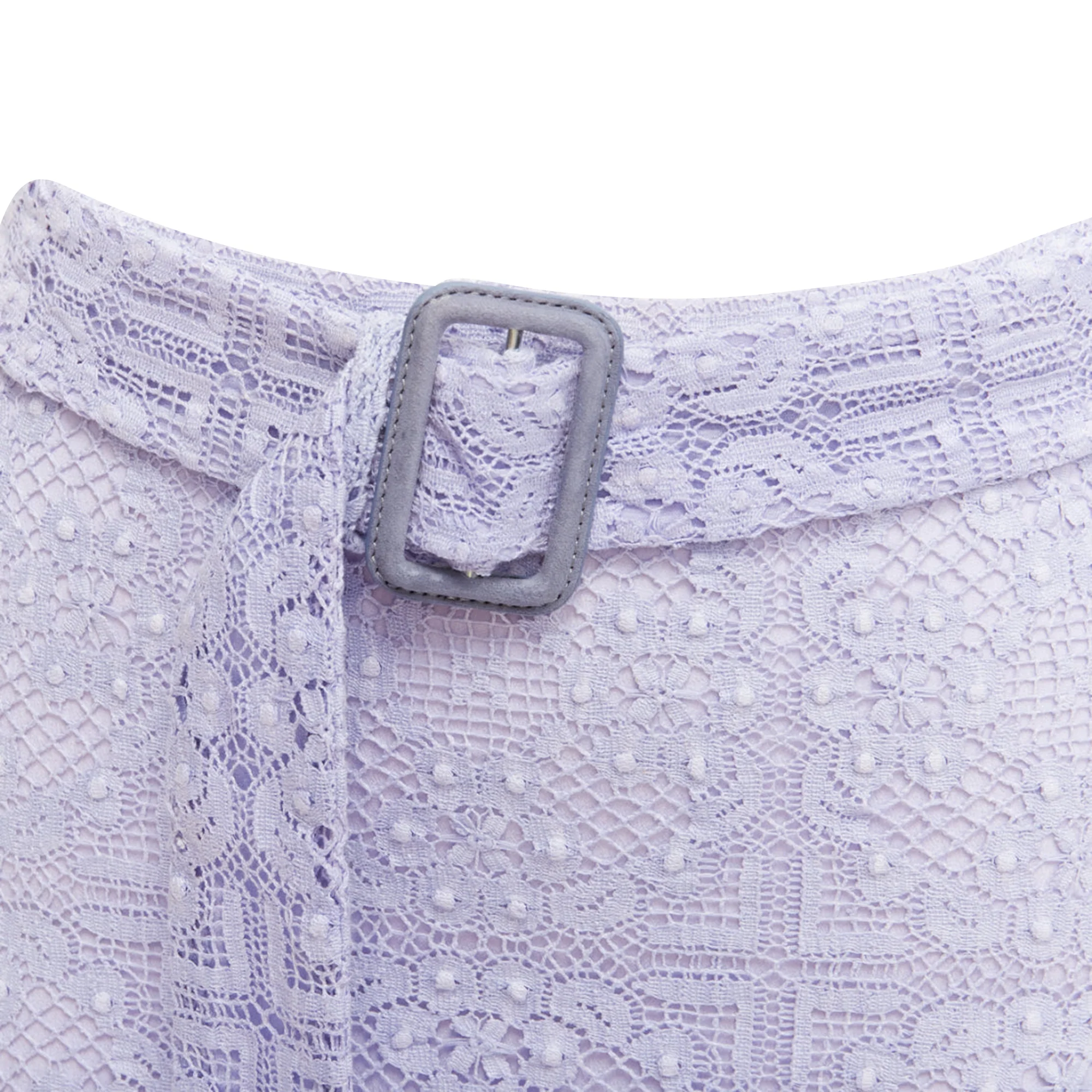 Burberry Cotton Blend Lace Belted Pencil Skirt