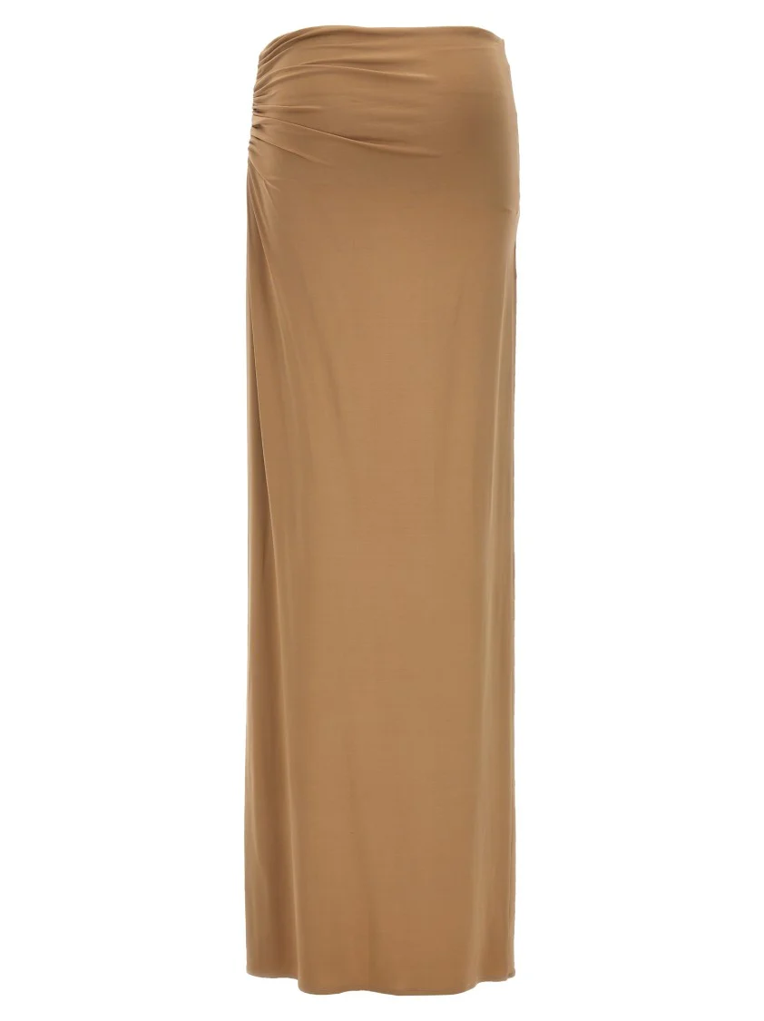 Long Stretch Viscose Skirt With Side Draping