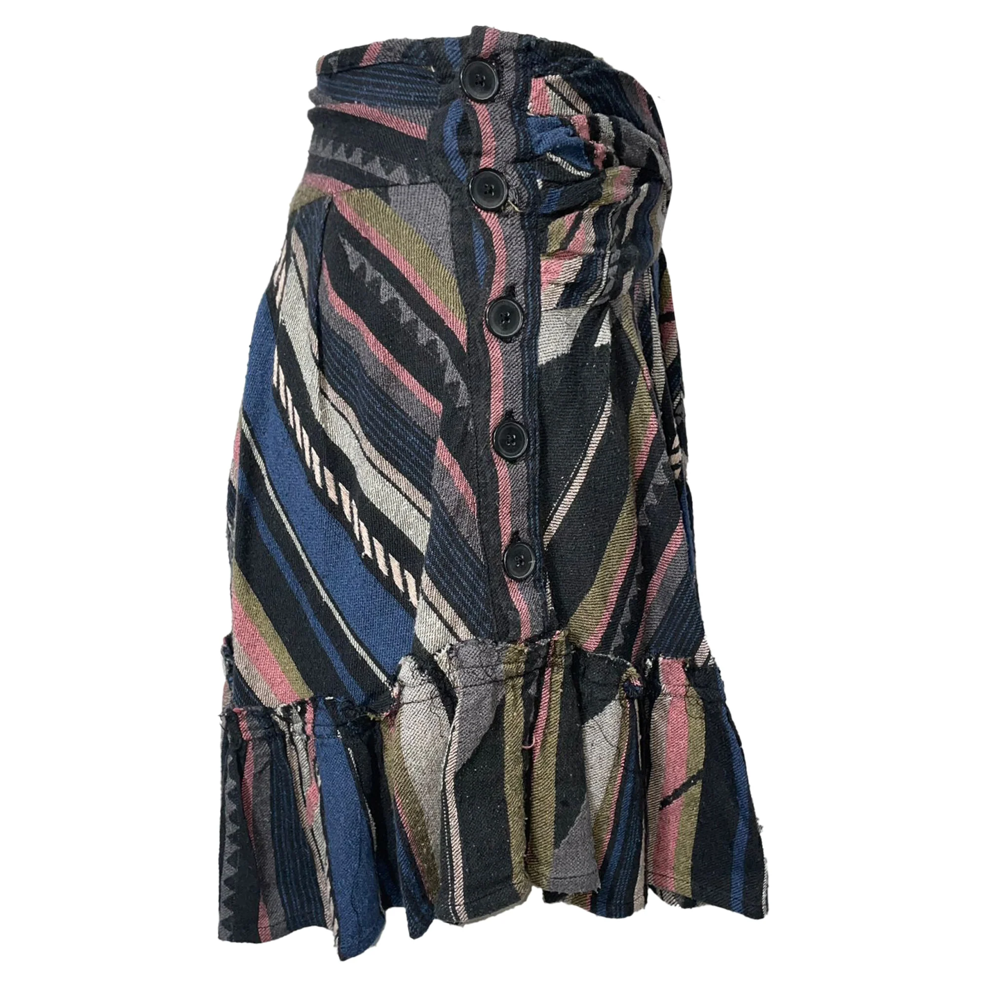 Iro Striped Patterned Mini Skirt in Multicolor Cotton