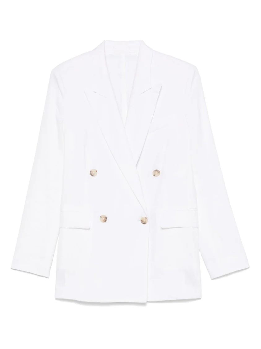 Double-Breasted Linen Blazer With Structured Shoulders