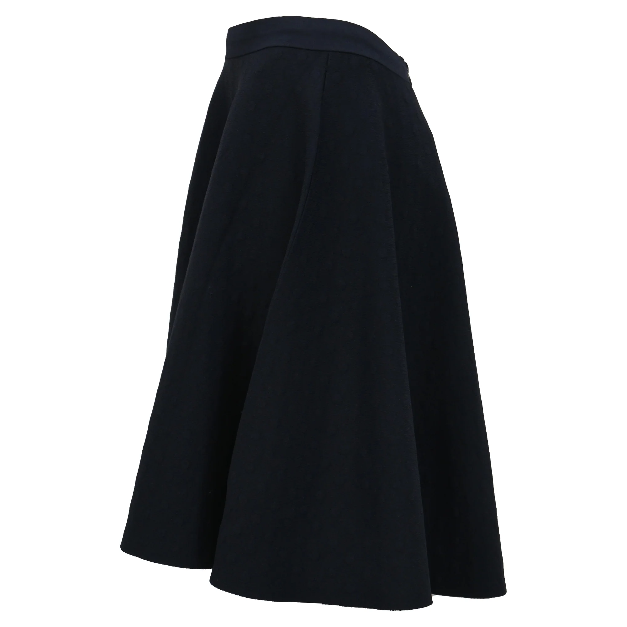 Akris Punto A-Line Midi Skirt in Navy Blue Wool