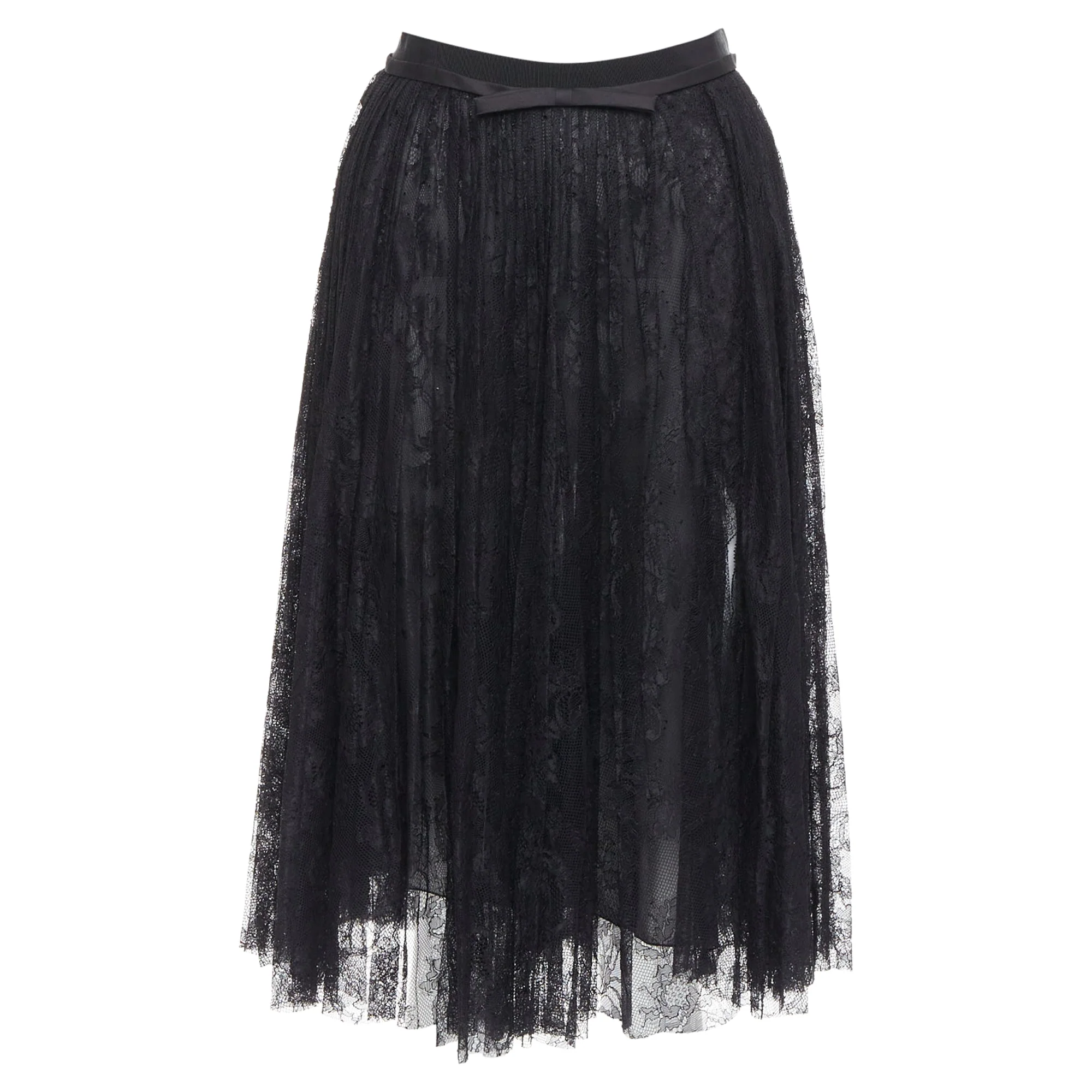 Giambattista Valli black lace pleated skirt