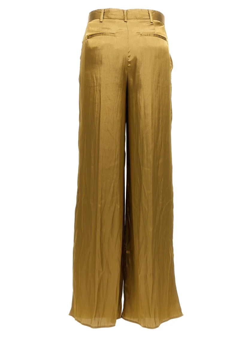 Gold Satin Pants With Straight Leg Design