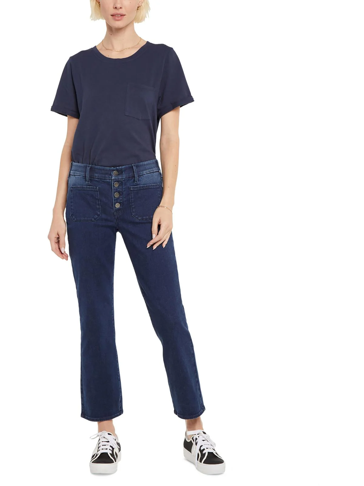 Womens Straight Mid-Rise Ankle Jeans