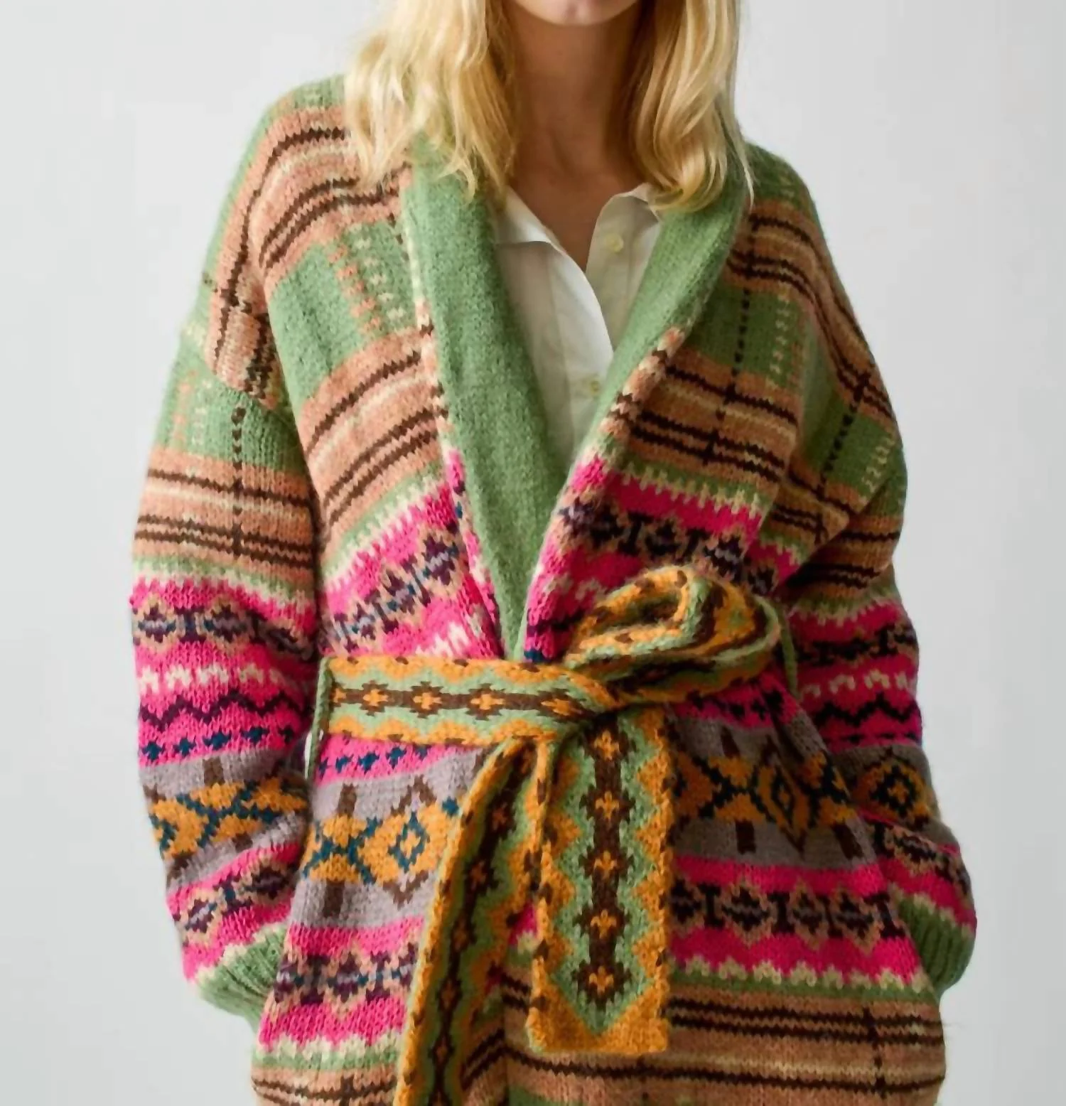 Bianca Plaid Fair Isle Robe In Multi