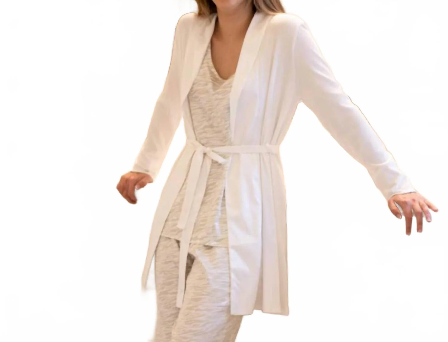 Classic Slumber Robe With Satin Trim In White