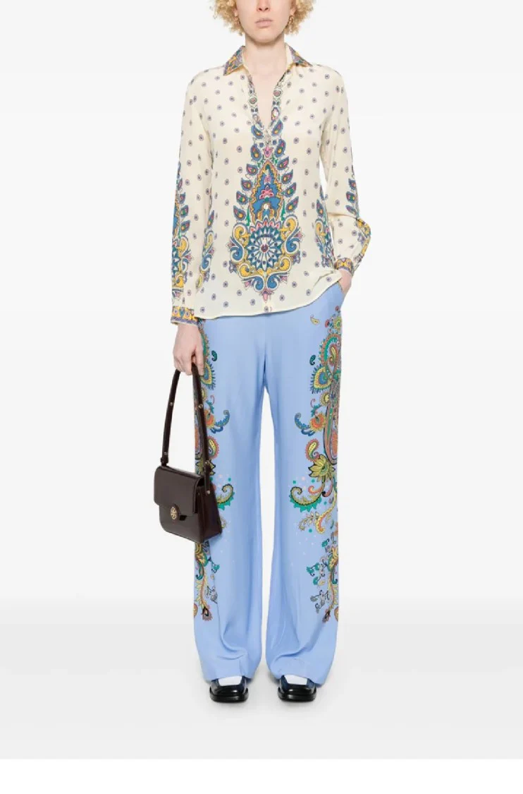 Wide-Leg Trousers With Paisley Patterns