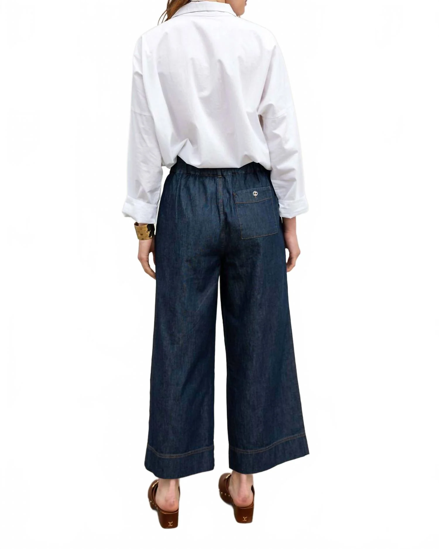 Sammie Wide Leg Pant In Rinse Chambray