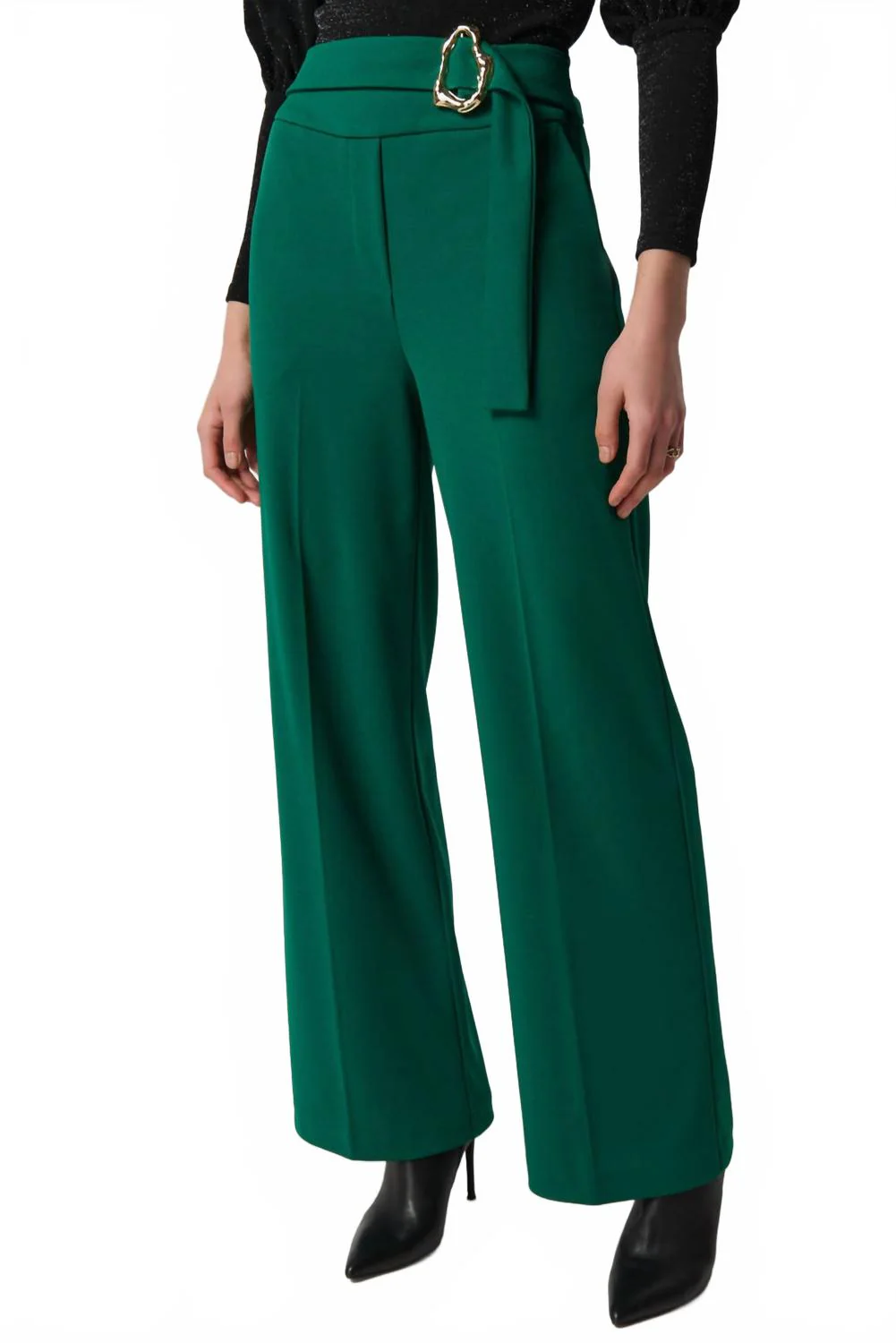Scuba Crepe Wide-Leg Pants In Green