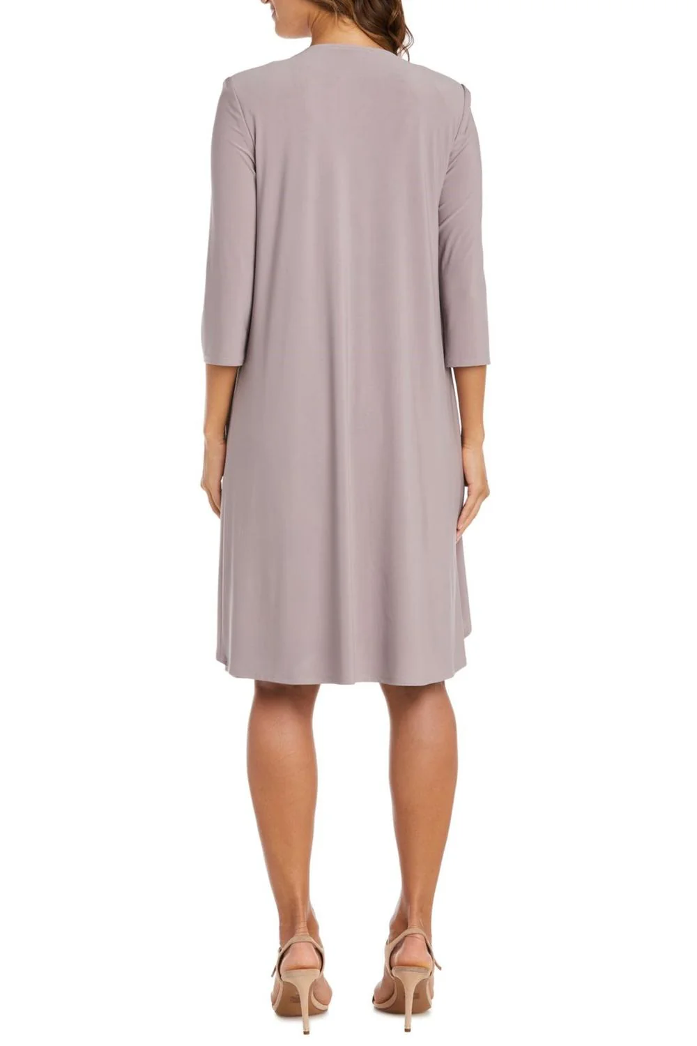 3/4 Sleeve 2-Piece Jacket & Dress Set In Mocha