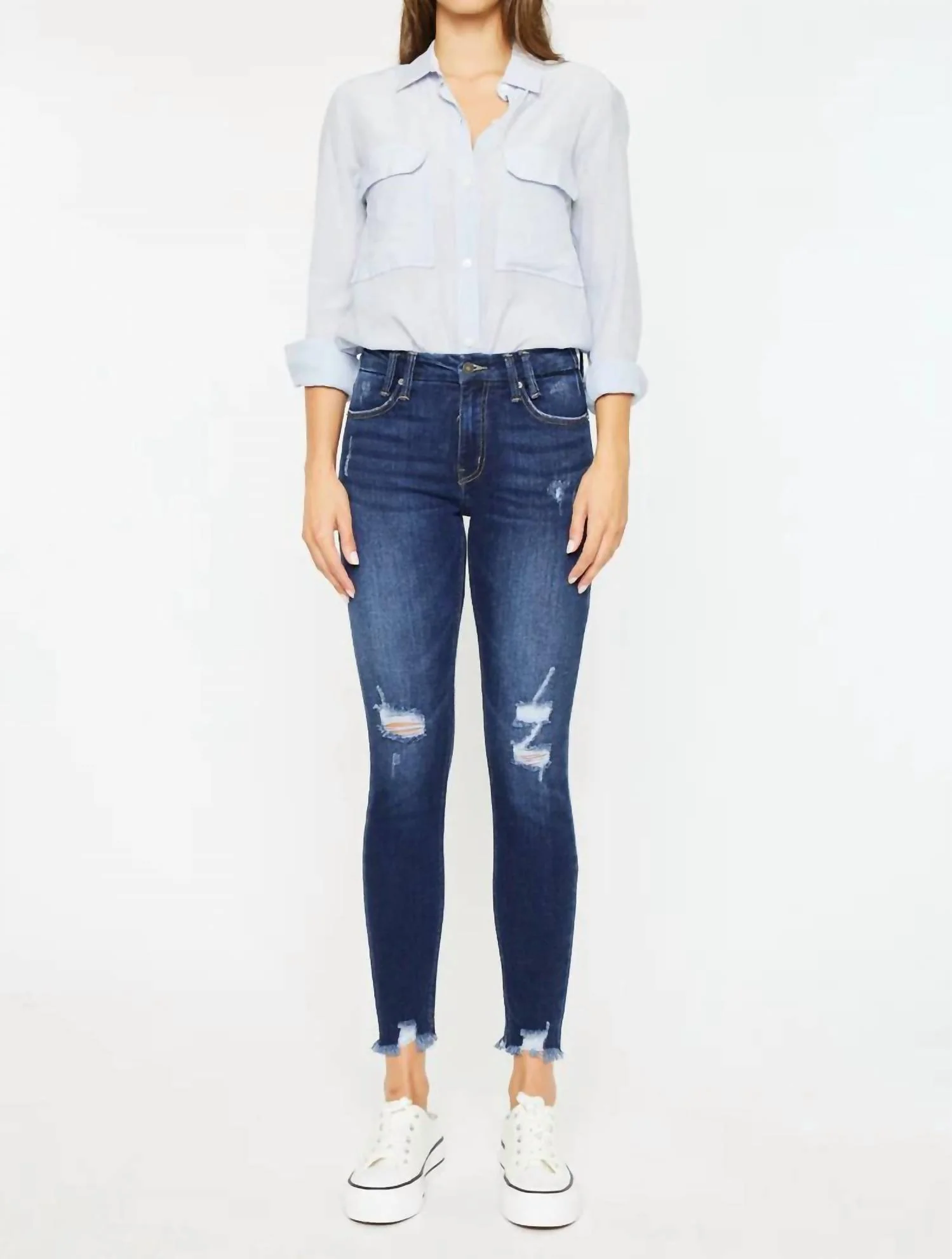 Mid Rise Skinny Ankle Jean In Medium Wash