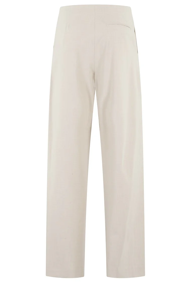 Sand Wide-Leg Pants With Central Button