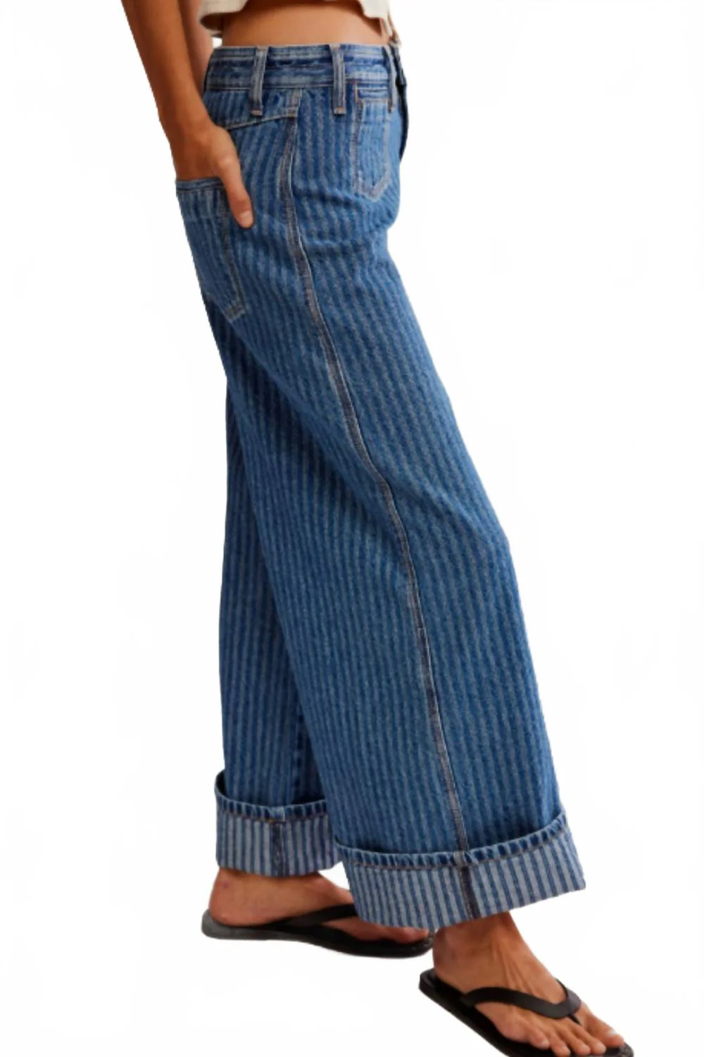 Brette Cropped Wide Leg Jeans In Bittersweet Blue