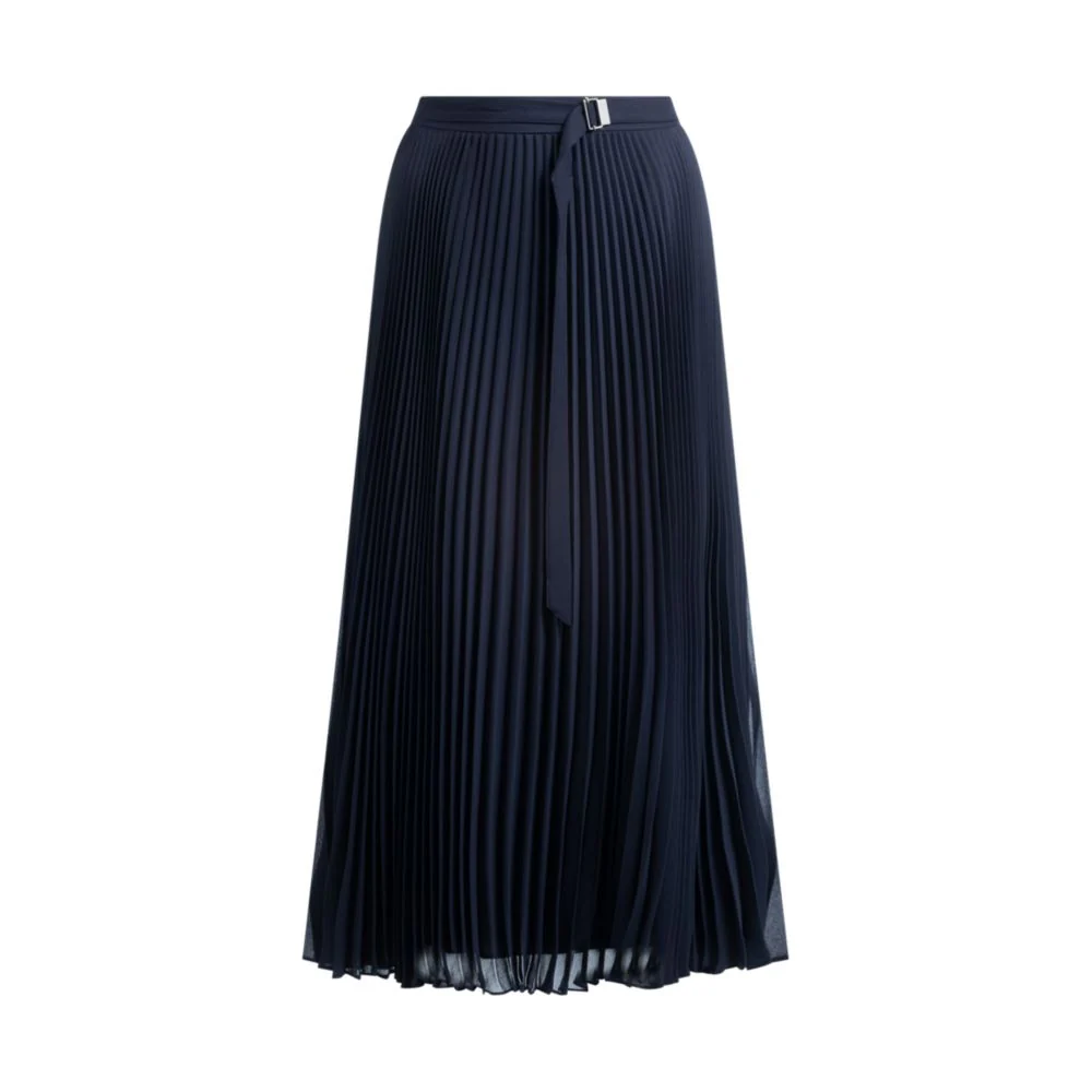 Belted skirt in plissé crepe