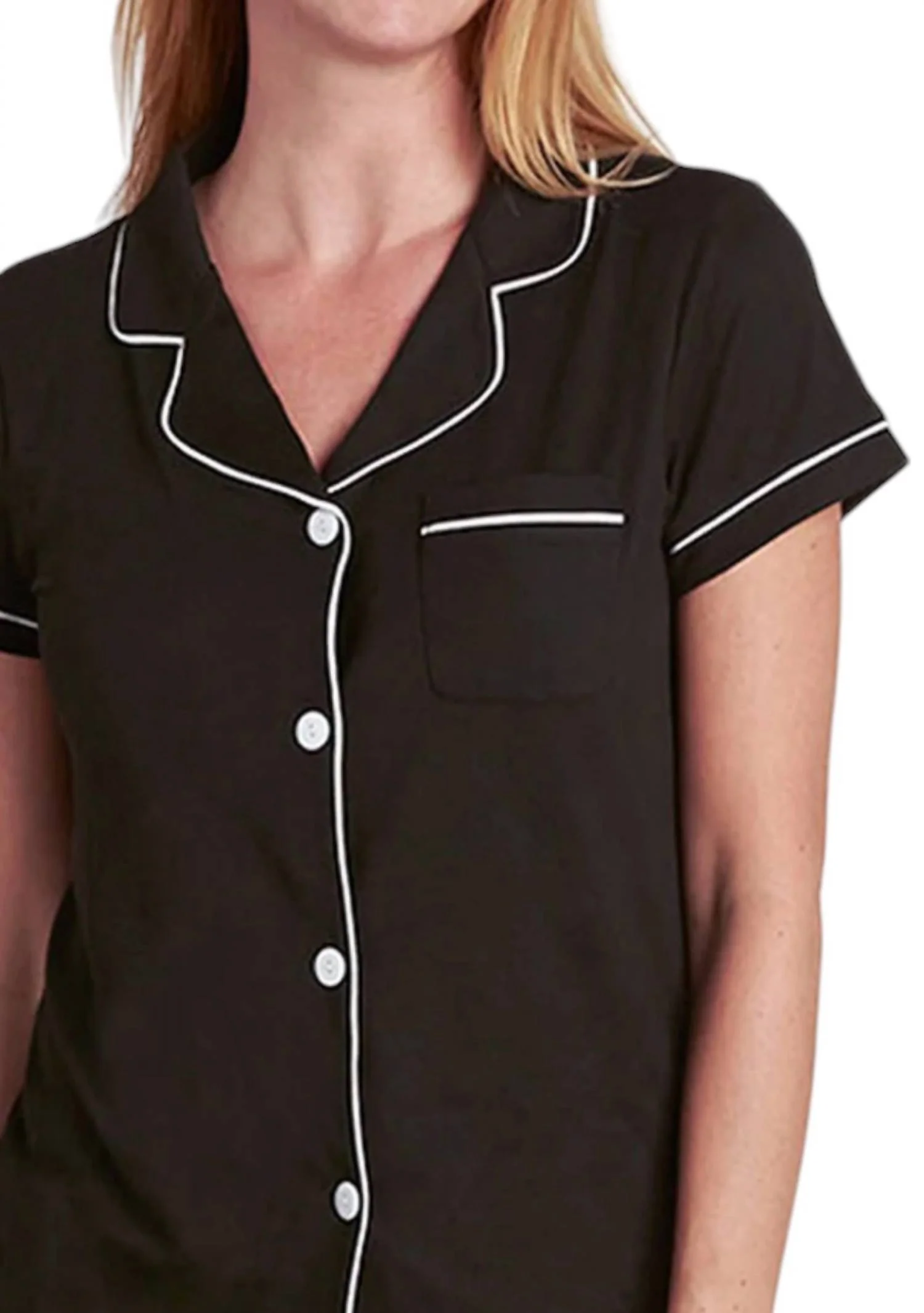 Dixie Pajama Top And Short Set In Black