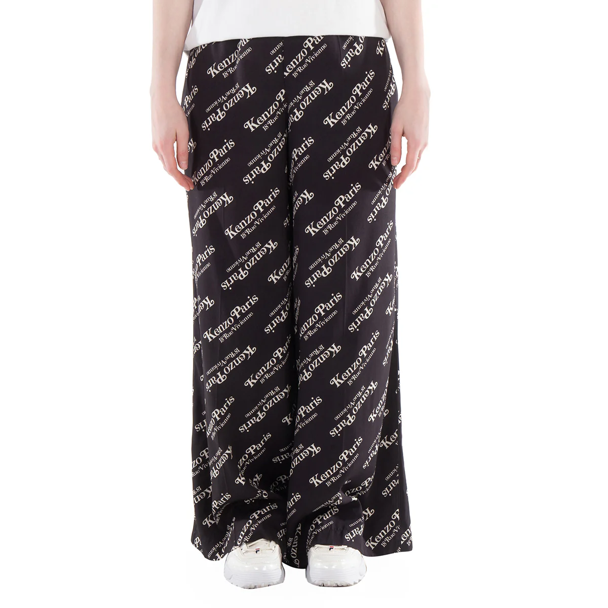 Kenzo High-Waisted Logo Print Pants, Brand Size 40 (US Size 8)