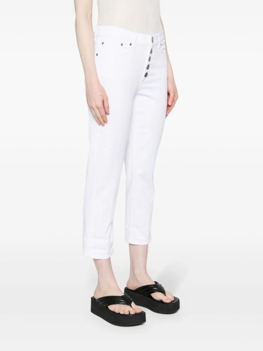 Slim-Cut White Denim Jeans With Silver Logo Accents