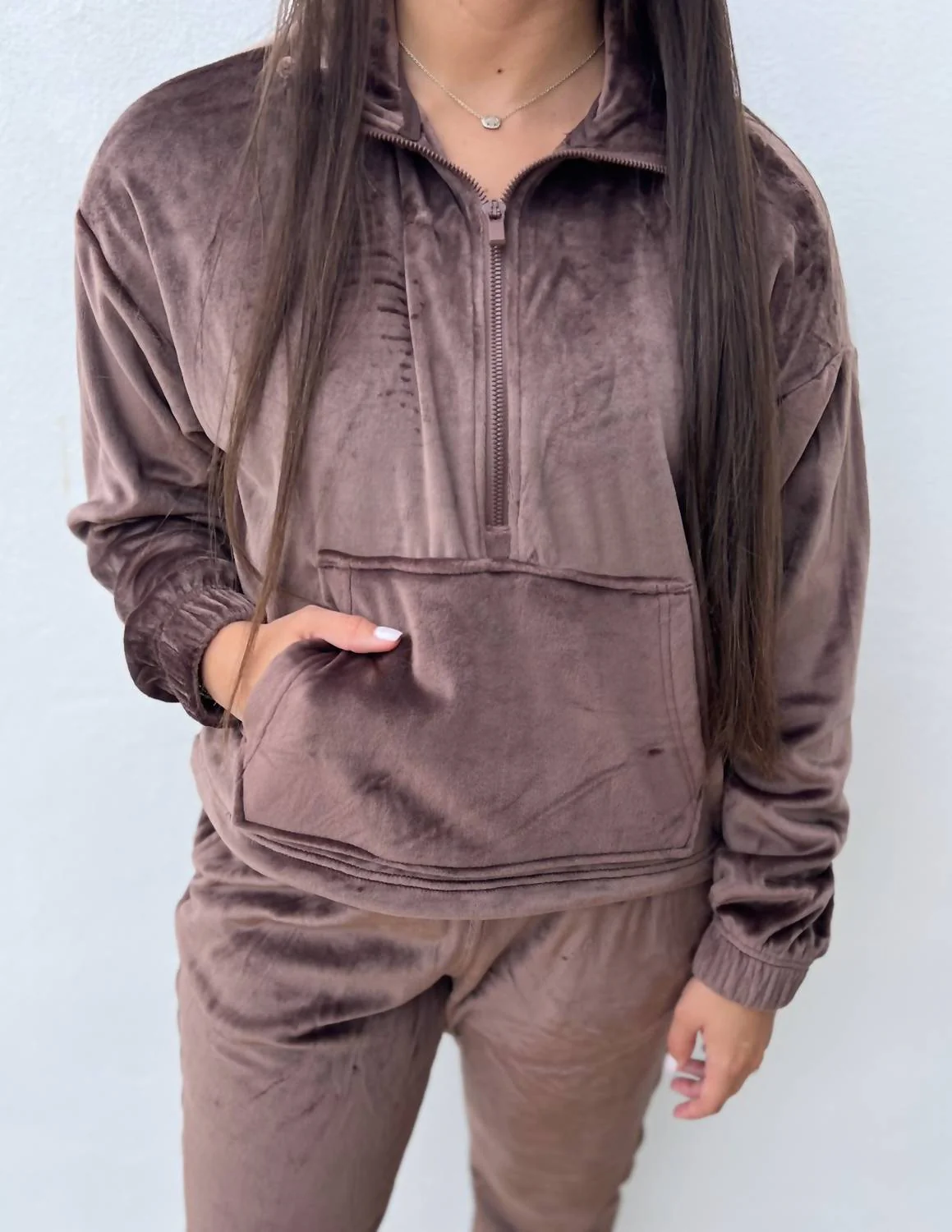 Go Out With A Bang Pullover + Jogger Set In Brown