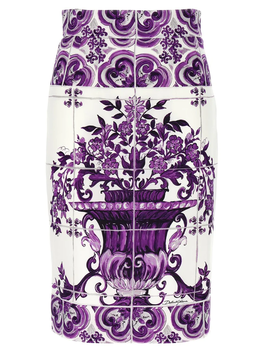 Maiolica' Print Silk Skirt