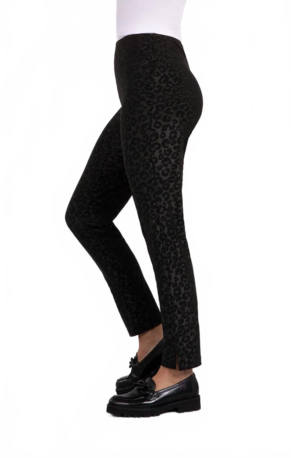 Narrow Midi Pant In Black Animal