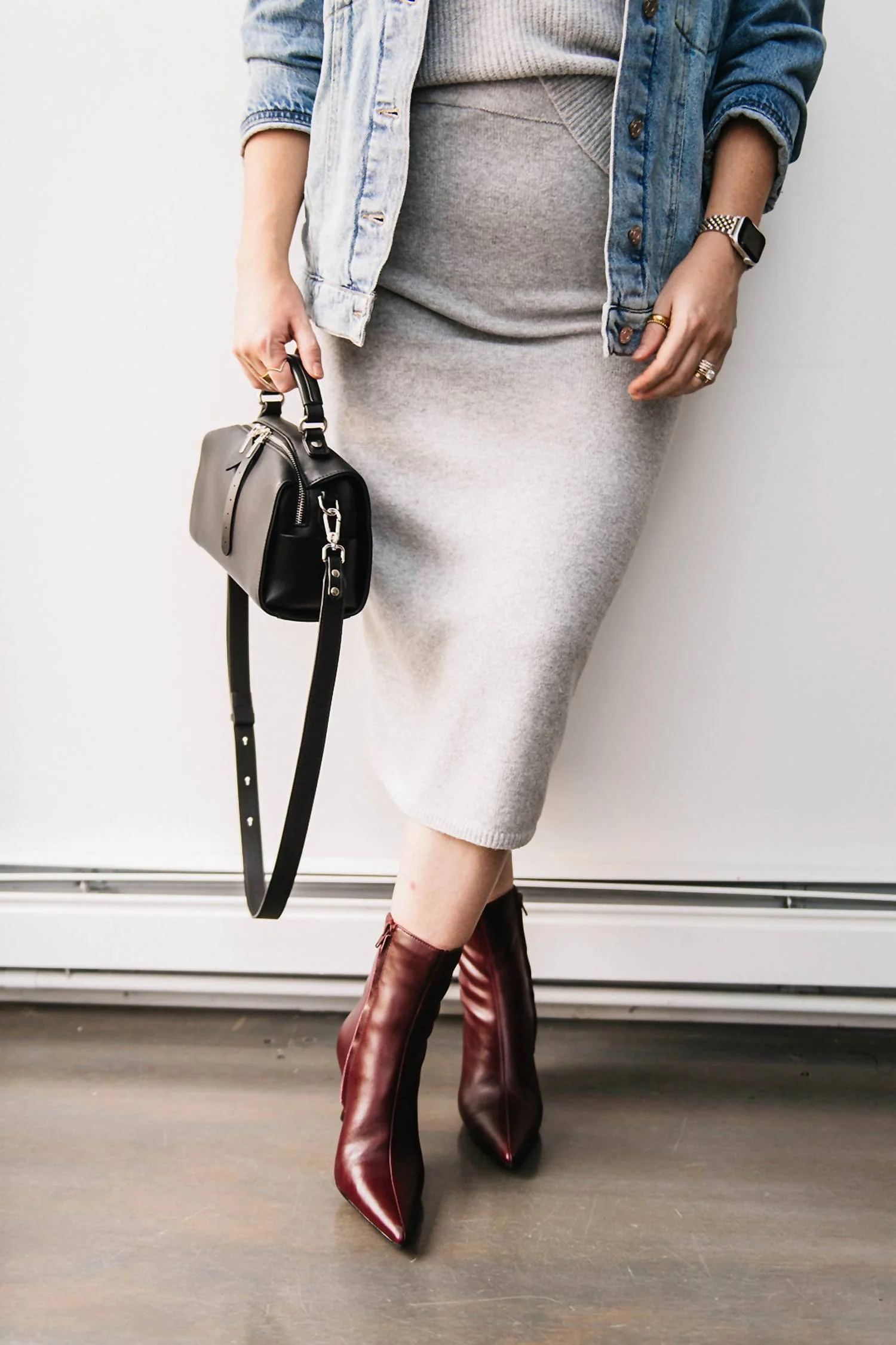 Midi Sweater Skirt In Heather Grey