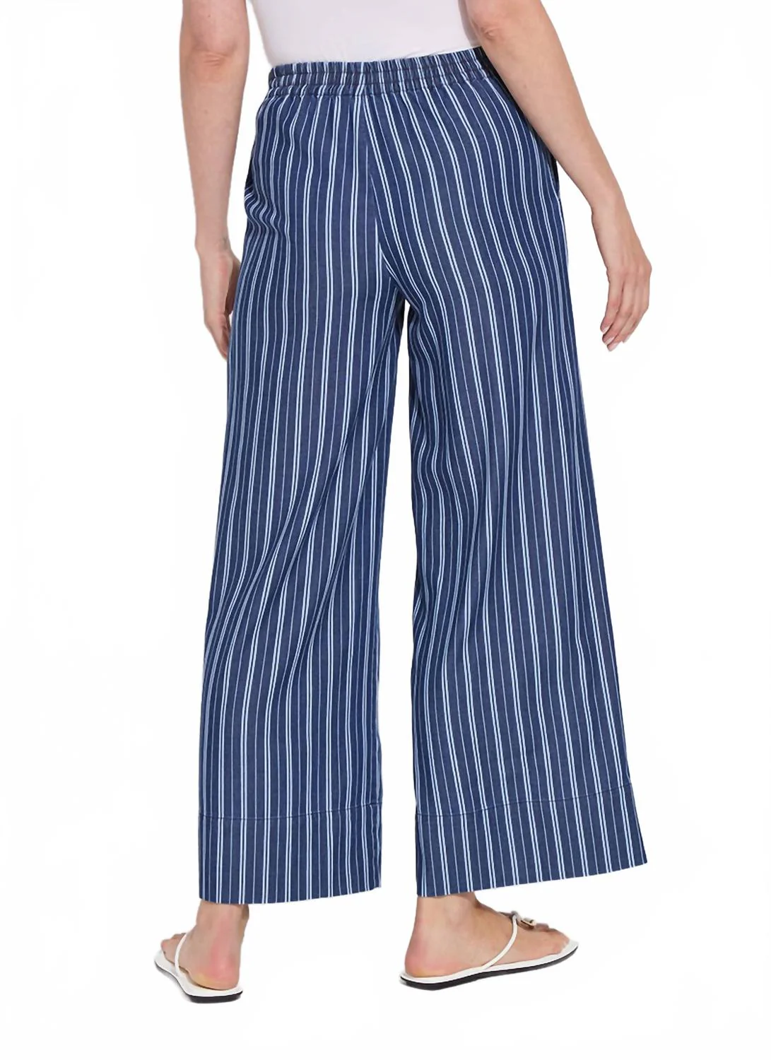 Women's Serefina Wide Leg Trouser In Vacay Chambray Stripe