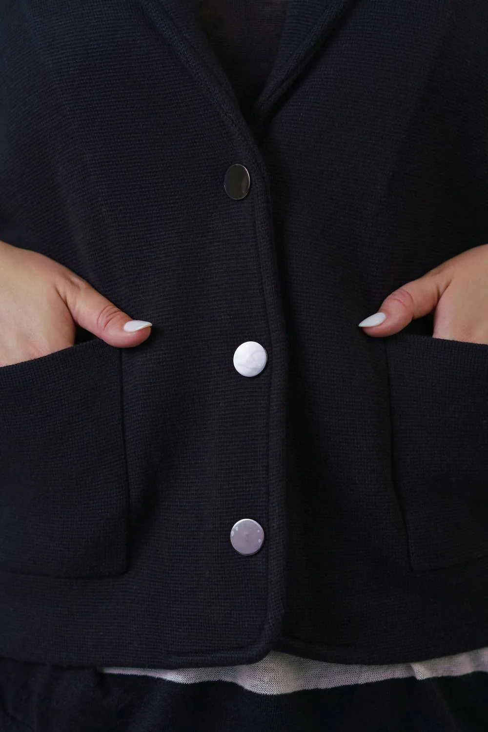 Cotton Blend Shrunken Blazer - Plus Size In Black